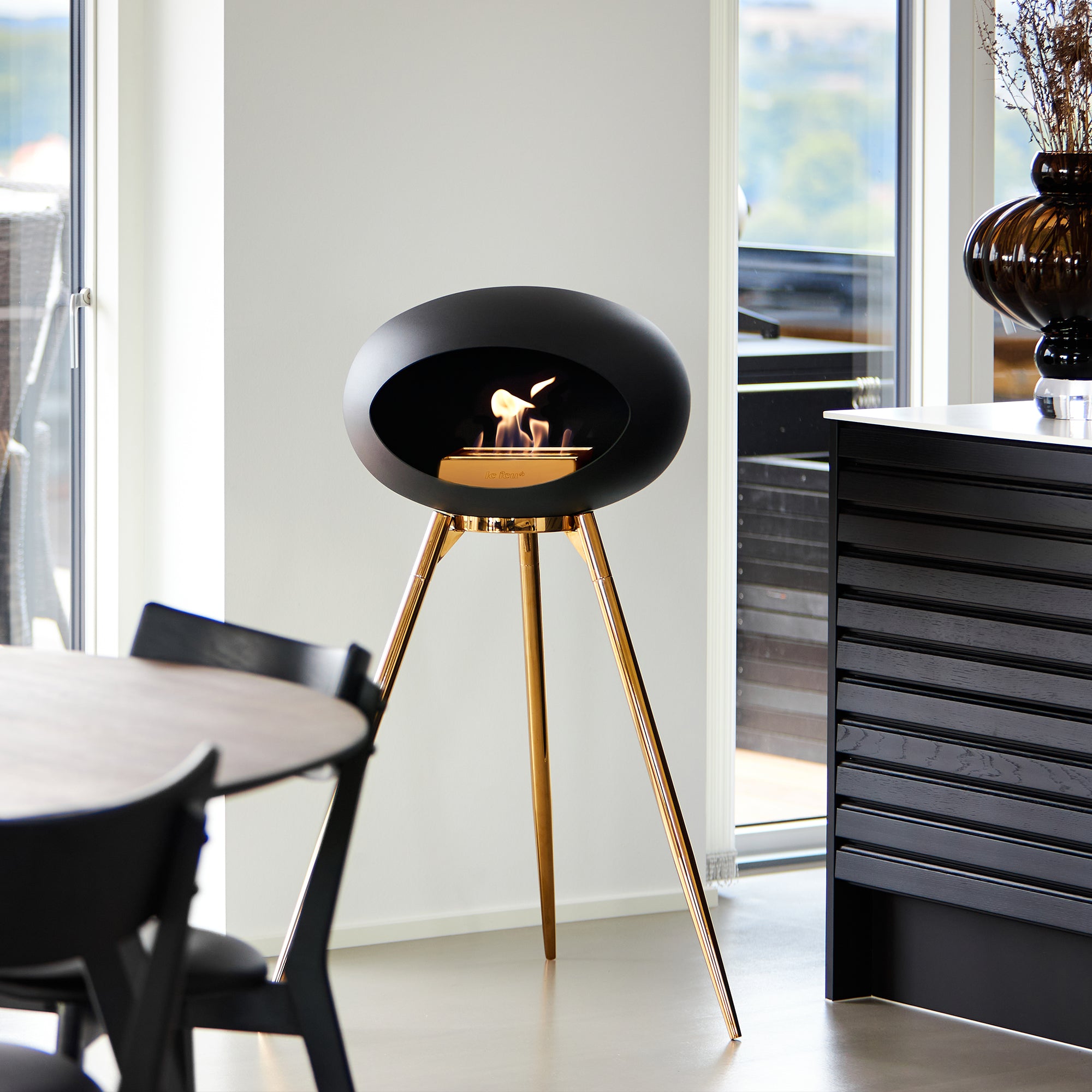 Ground Wood Low Black Bio Fireplace