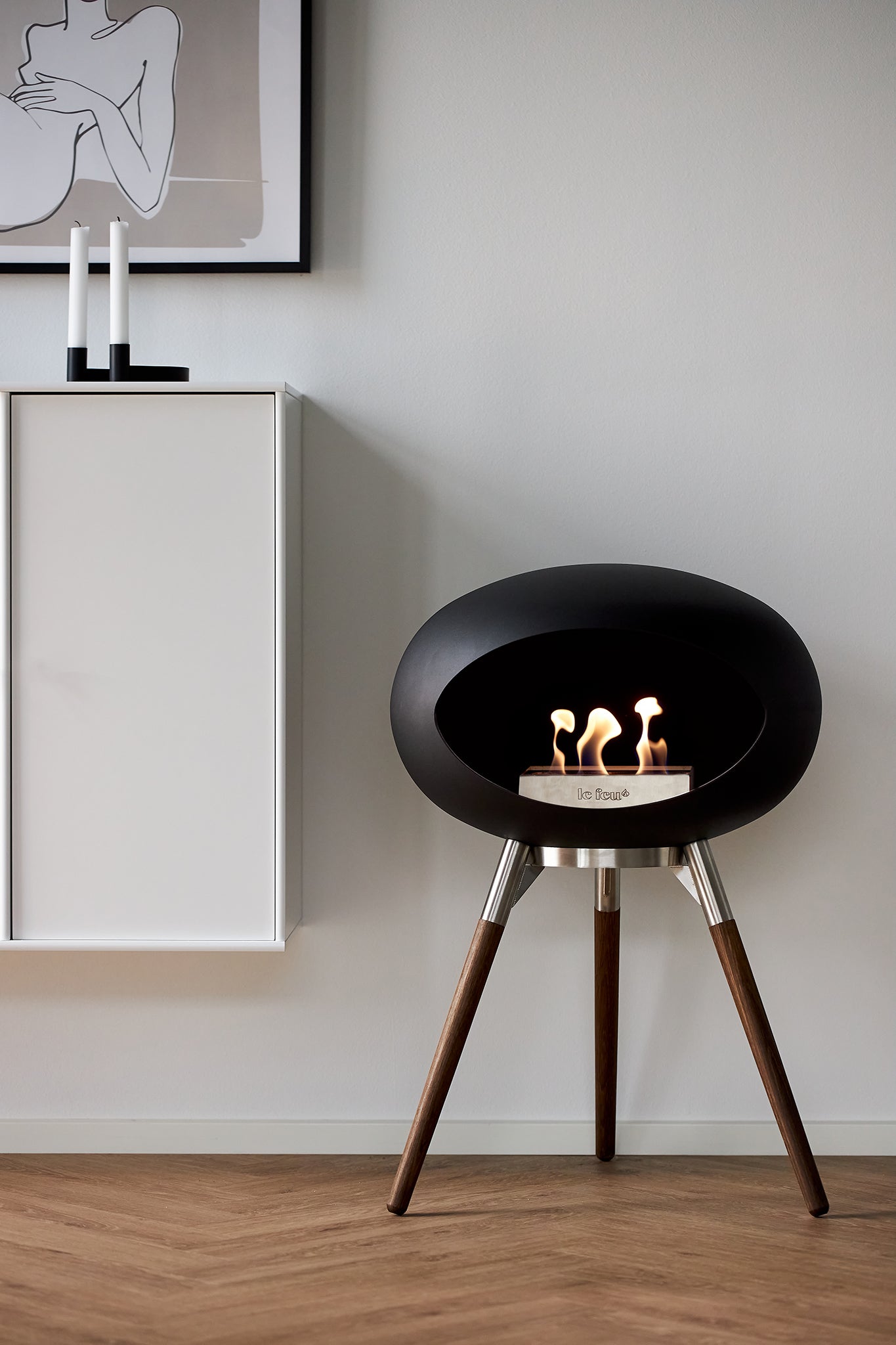 Ground Wood Low Black Bio Fireplace
