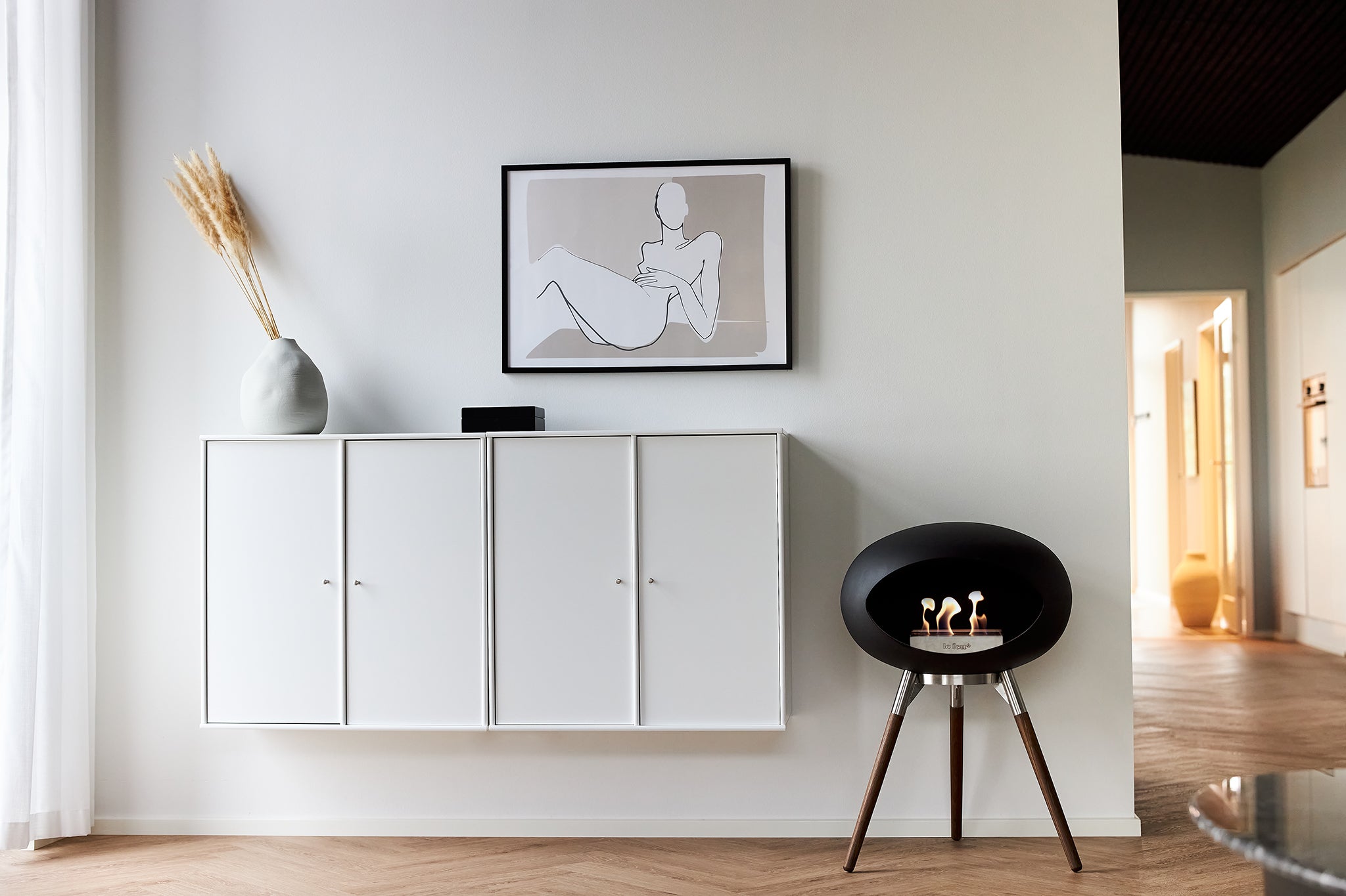 Ground Wood Low Black Bio Fireplace