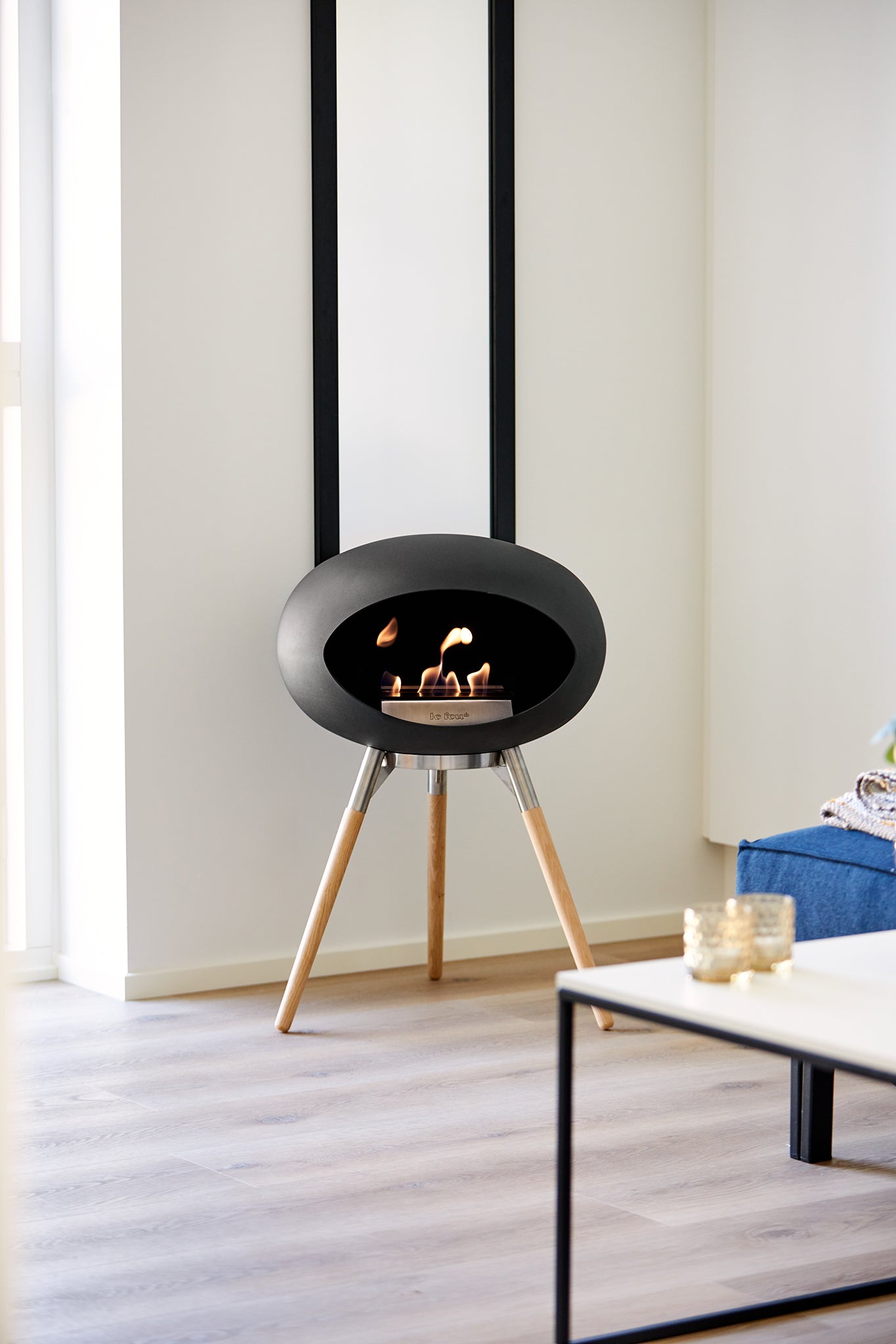 Ground Wood Low Black Bio Fireplace