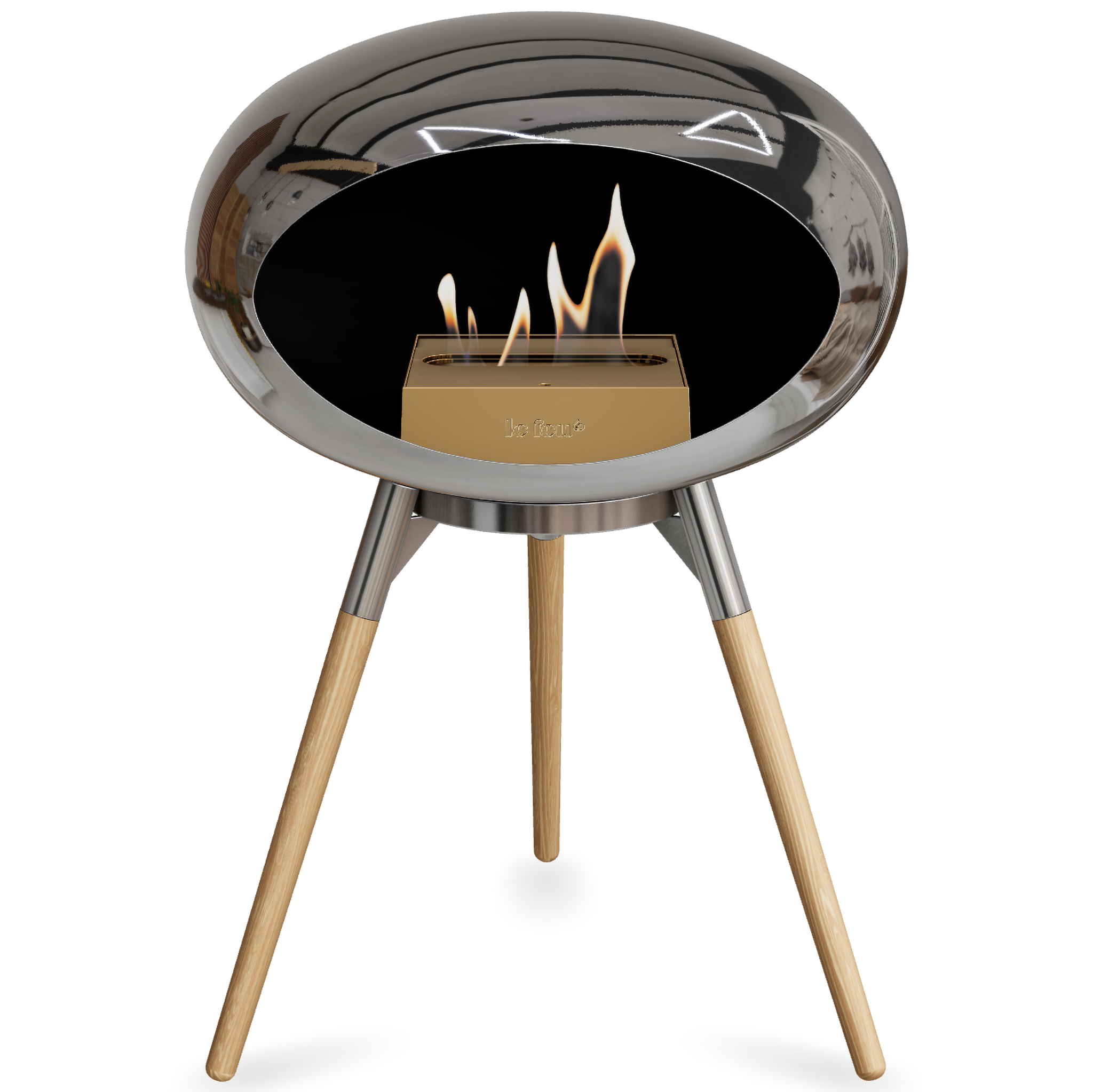 Ground Wood Low Chromed Silver Bio Fireplace