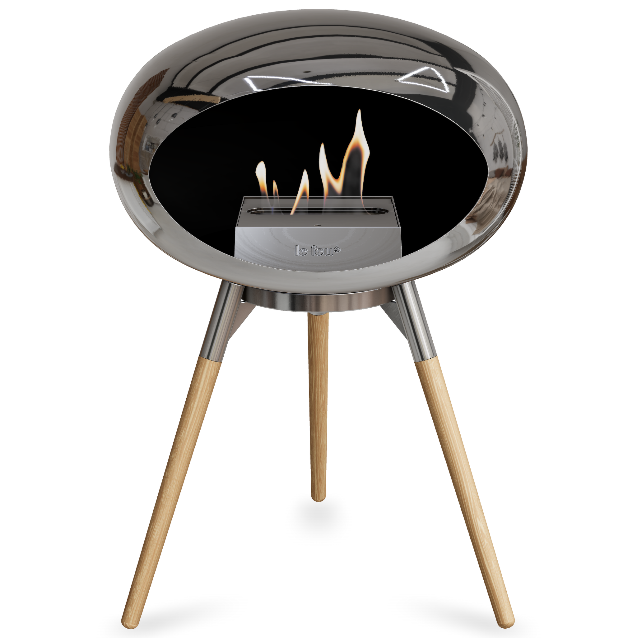 Ground Wood Low Chromed Silver Bio Fireplace