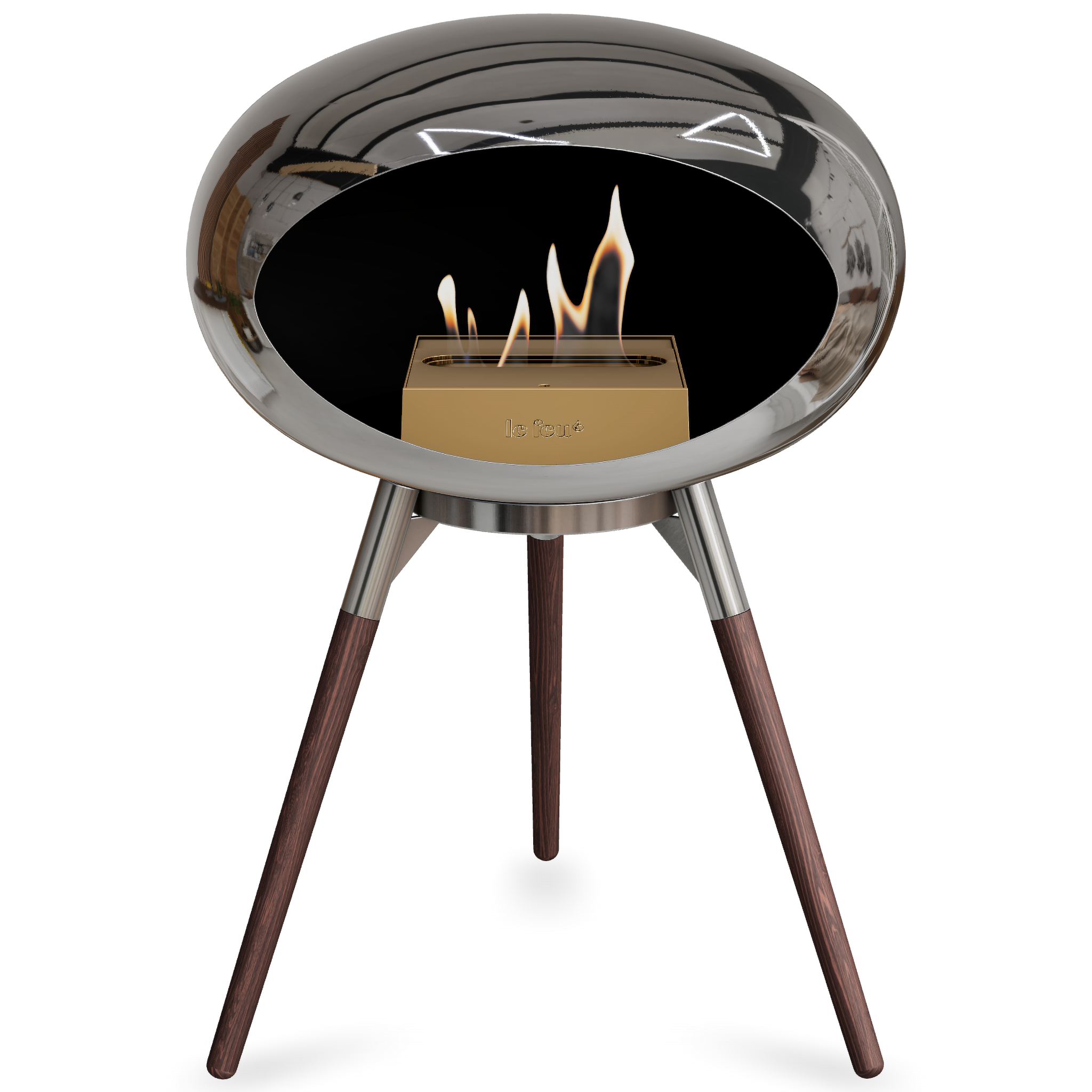 Ground Wood Low Chromed Silver Bio Fireplace