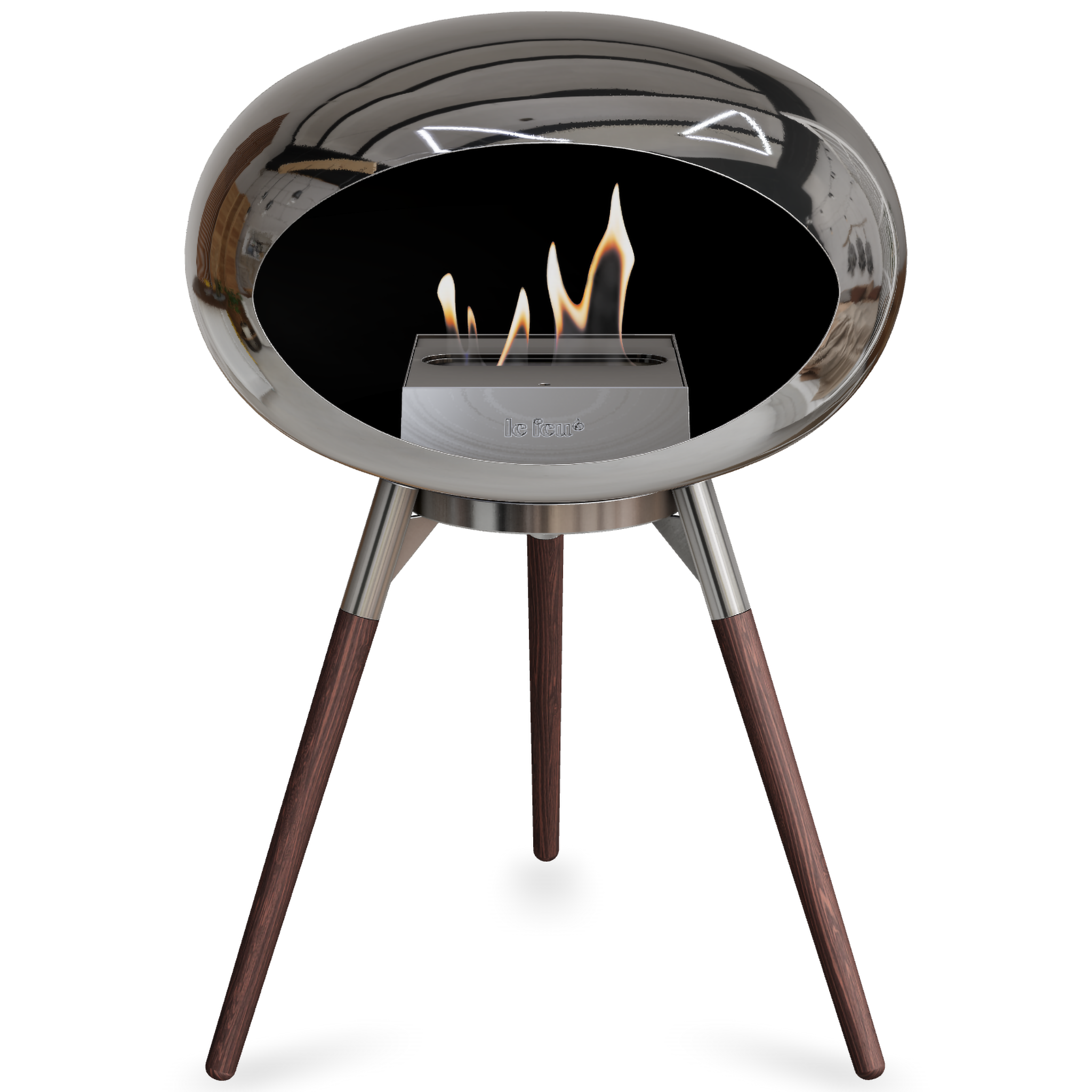 Ground Wood Low Chromed Silver Bio Fireplace