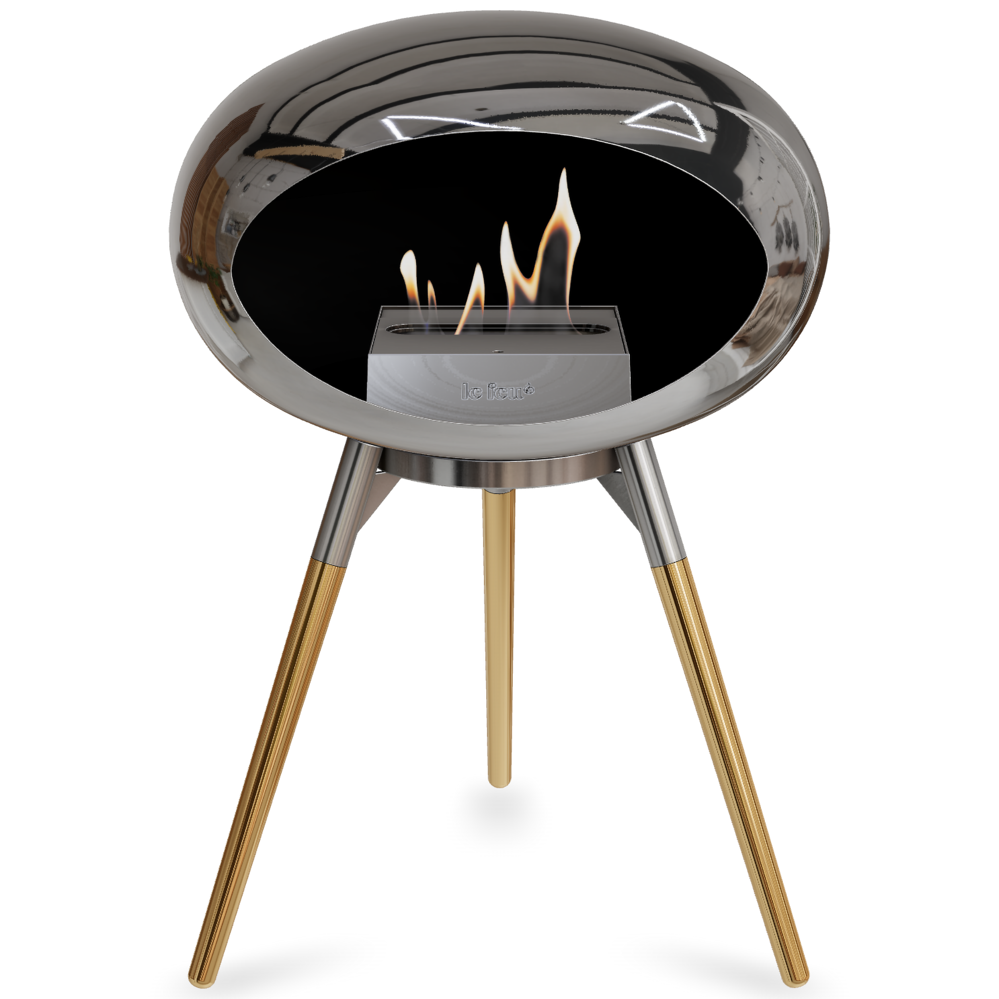 Ground Wood Low Chromed Silver Bio Fireplace