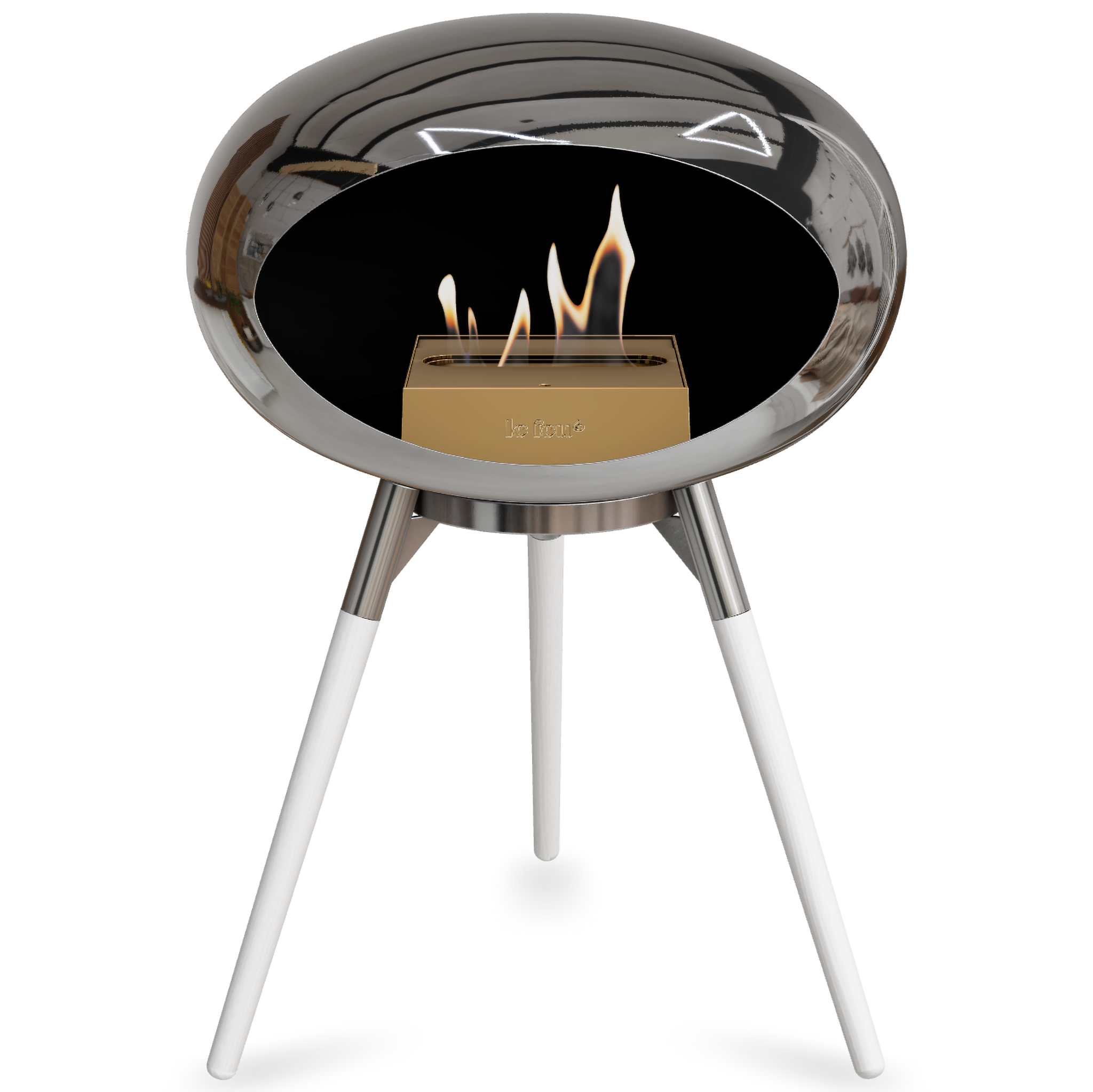 Ground Wood Low Chromed Silver Bio Fireplace