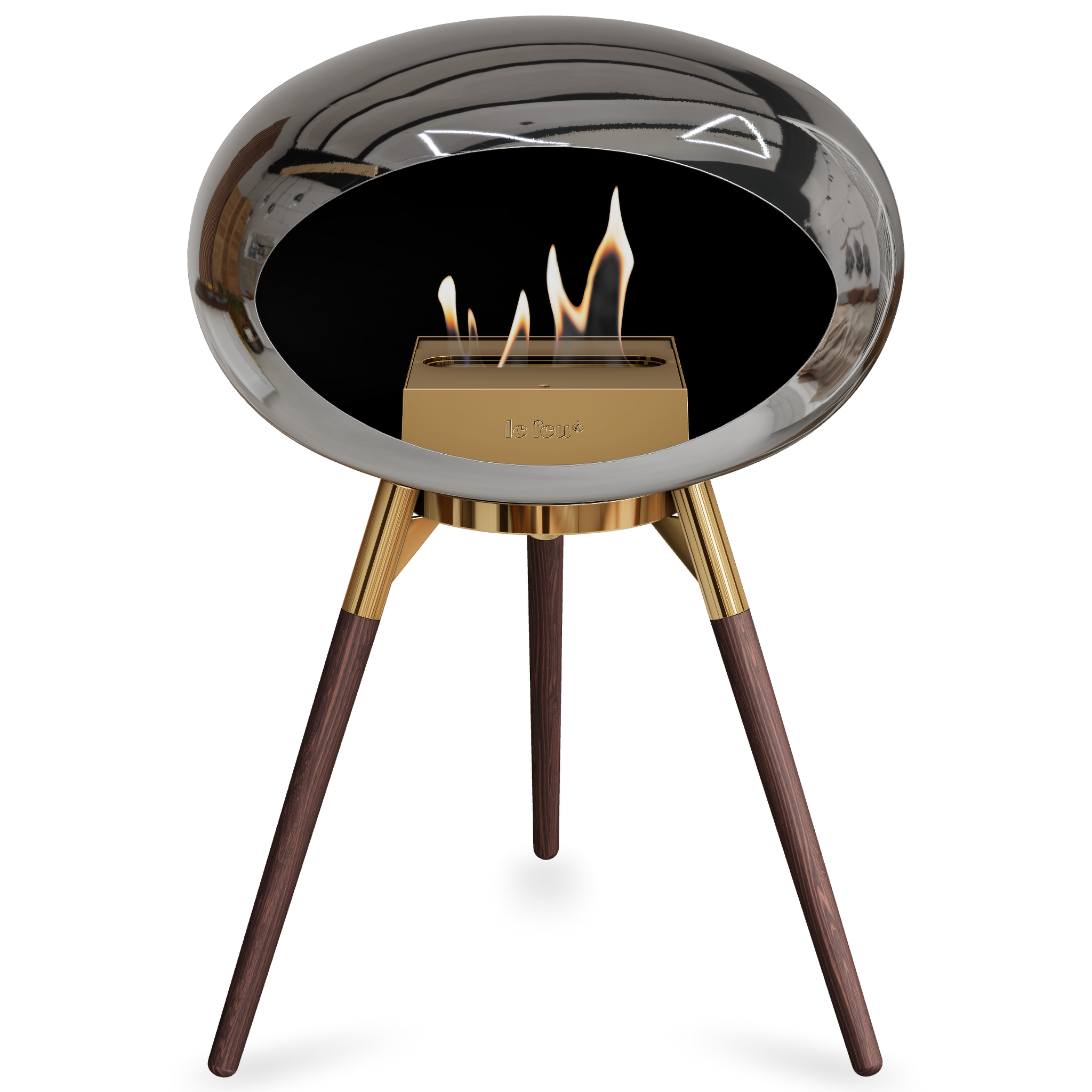 Ground Wood Low Chromed Silver Bio Fireplace
