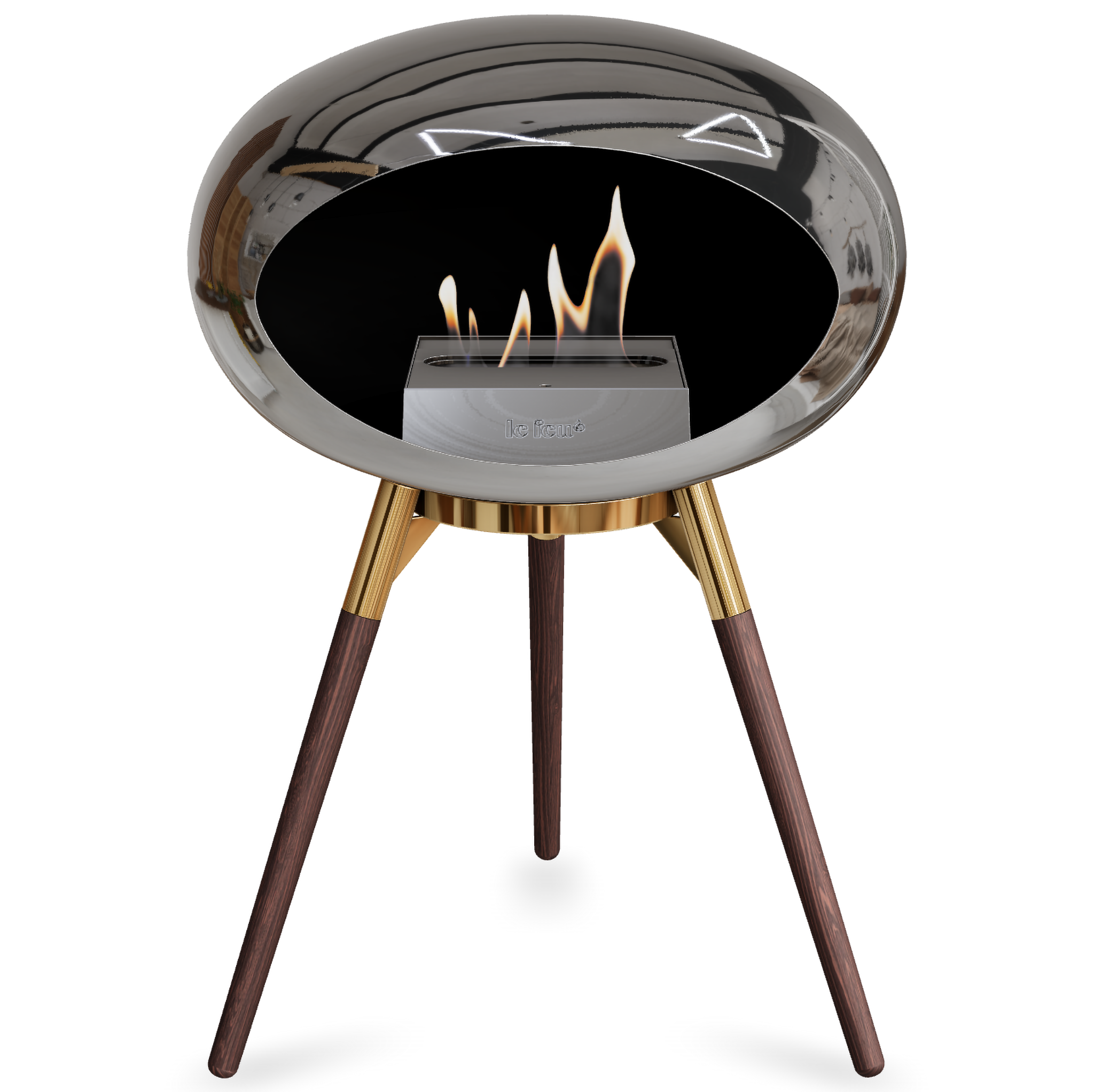 Ground Wood Low Chromed Silver Bio Fireplace