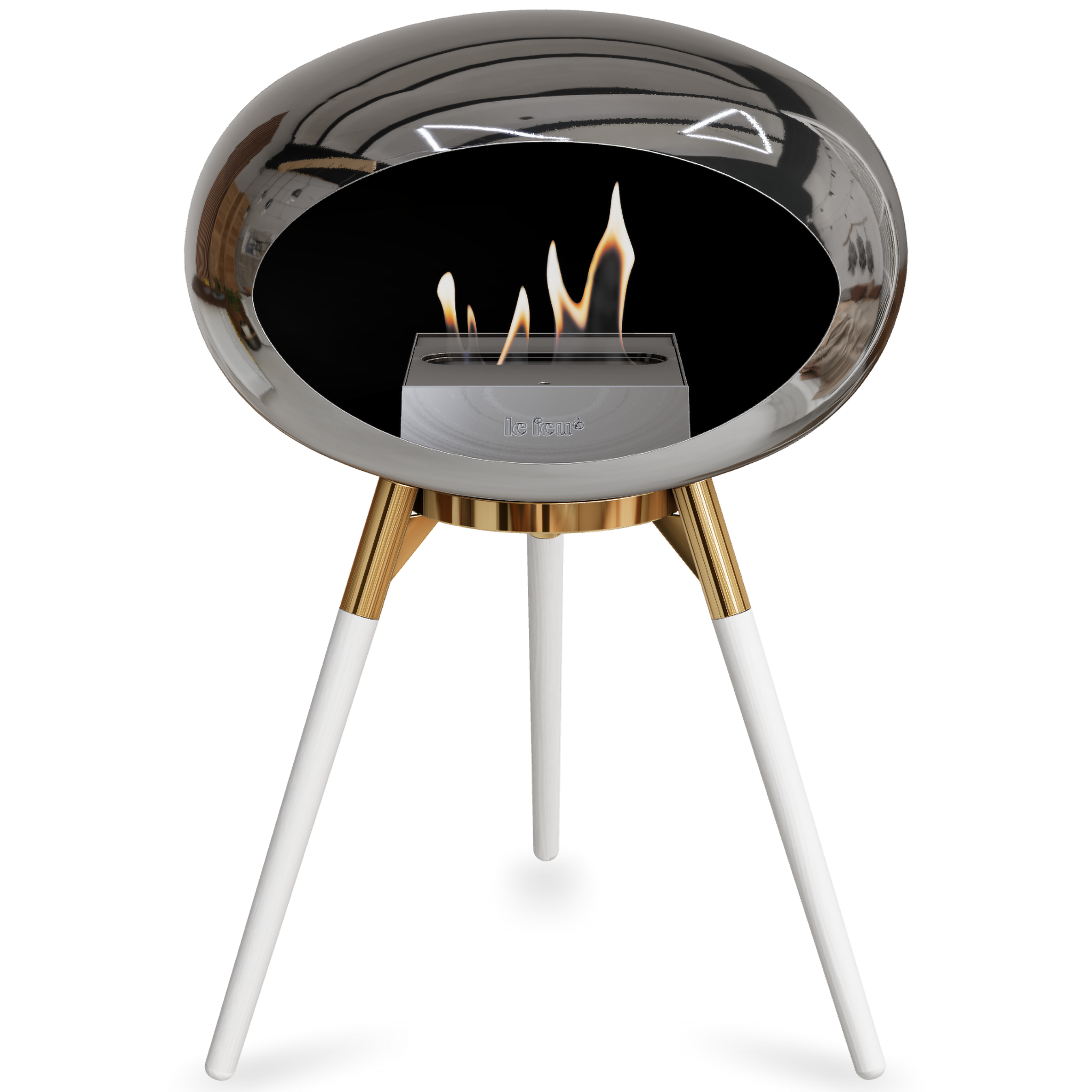 Ground Wood Low Chromed Silver Bio Fireplace