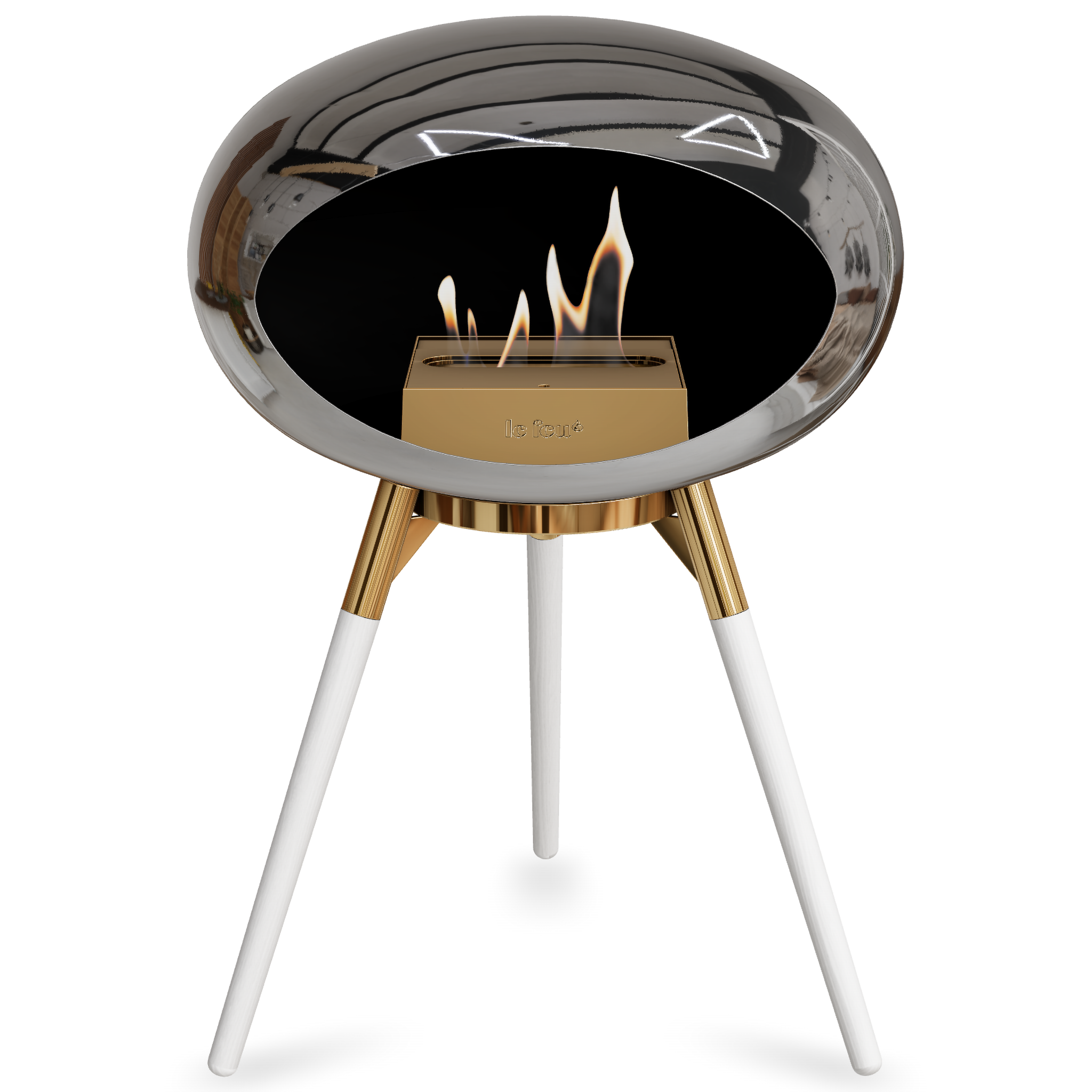 Ground Wood Low Chromed Silver Bio Fireplace