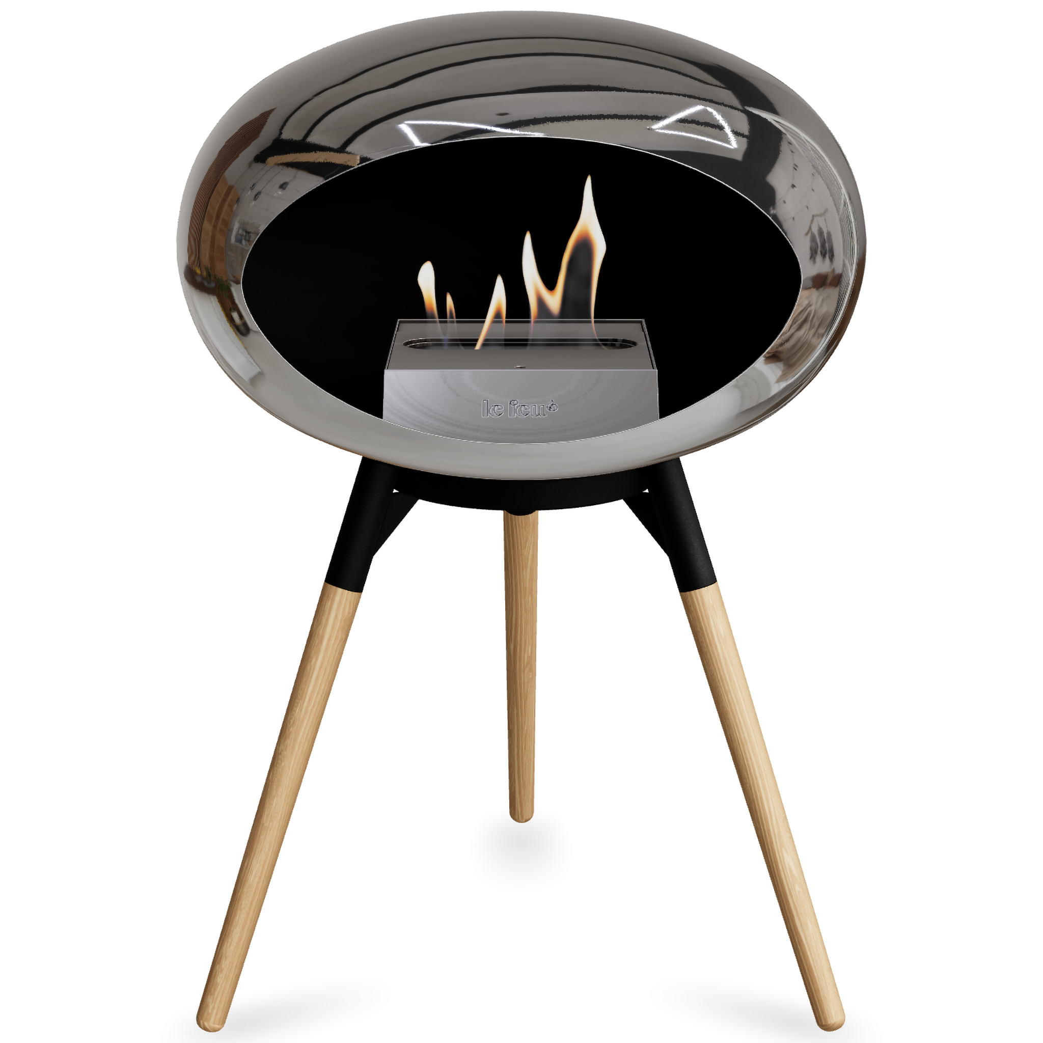 Ground Wood Low Chromed Silver Bio Fireplace