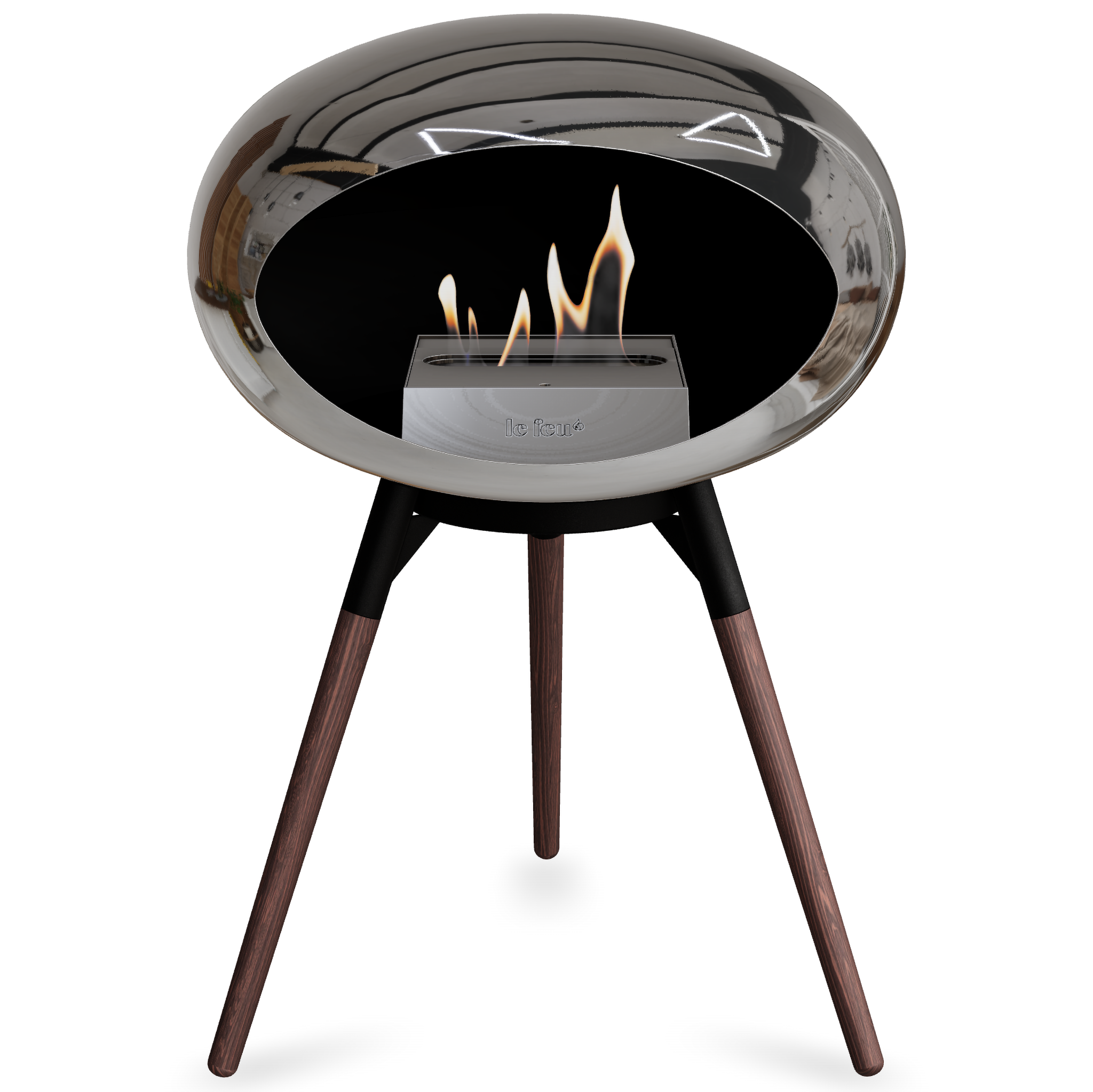 Ground Wood Low Chromed Silver Bio Fireplace