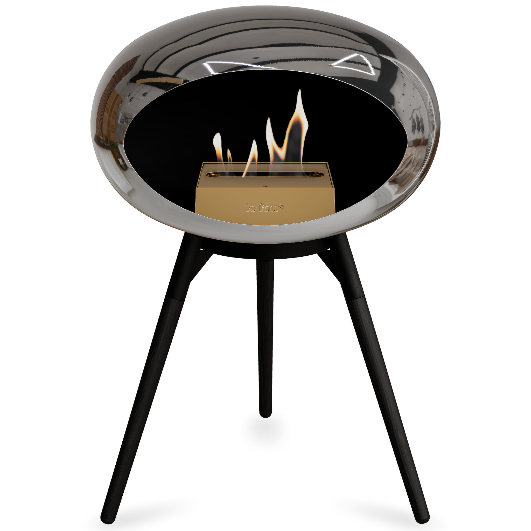 Ground Wood Low Chromed Silver Bio Fireplace