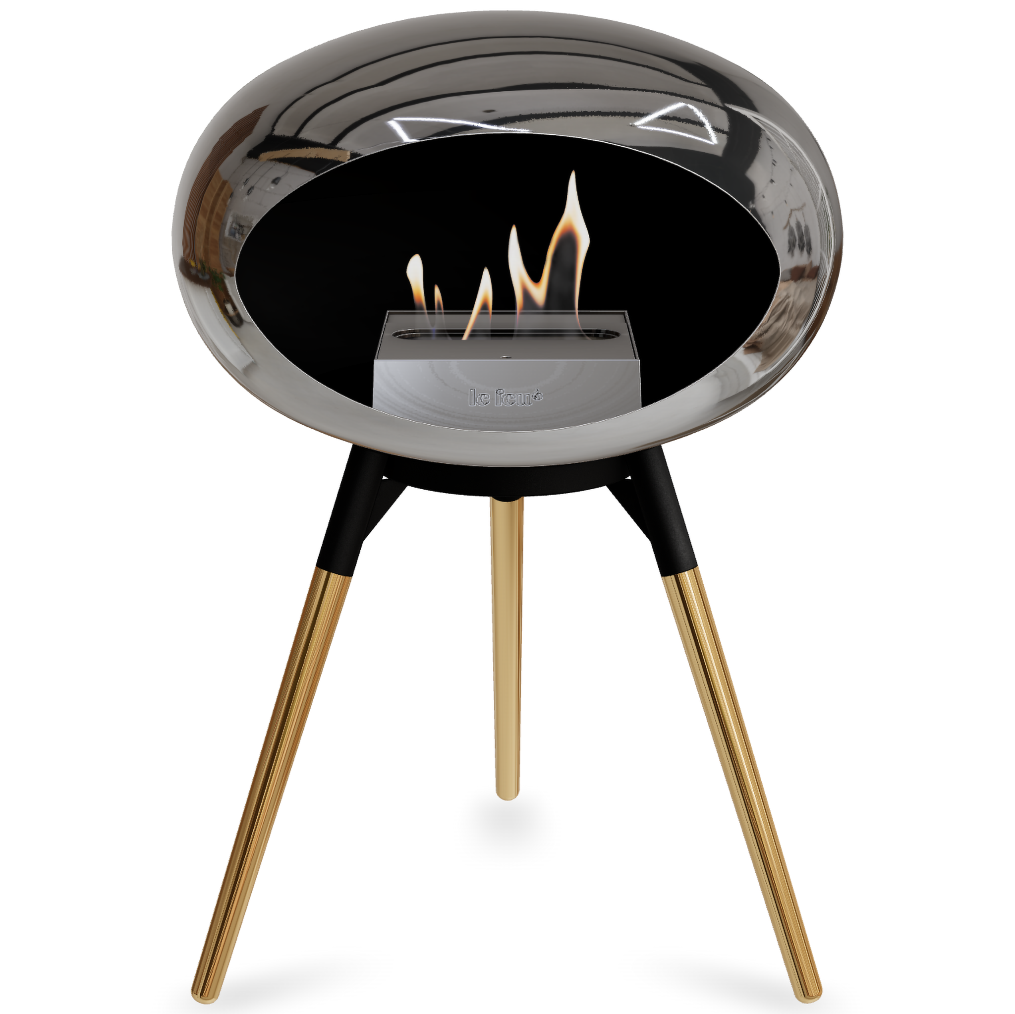 Ground Wood Low Chromed Silver Bio Fireplace
