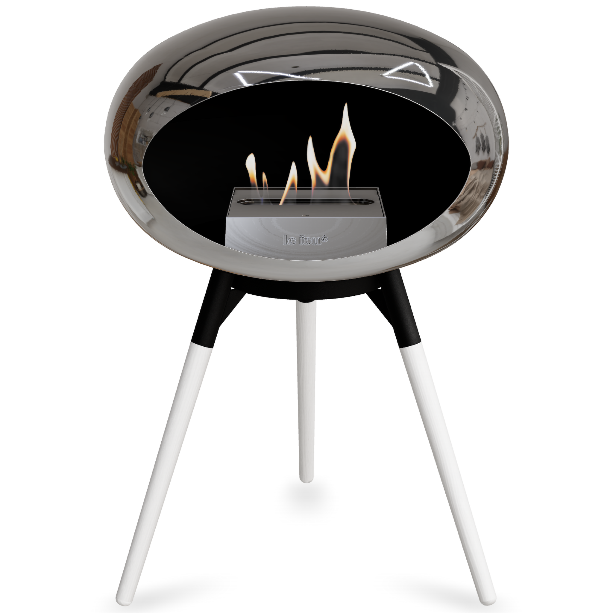 Ground Wood Low Chromed Silver Bio Fireplace