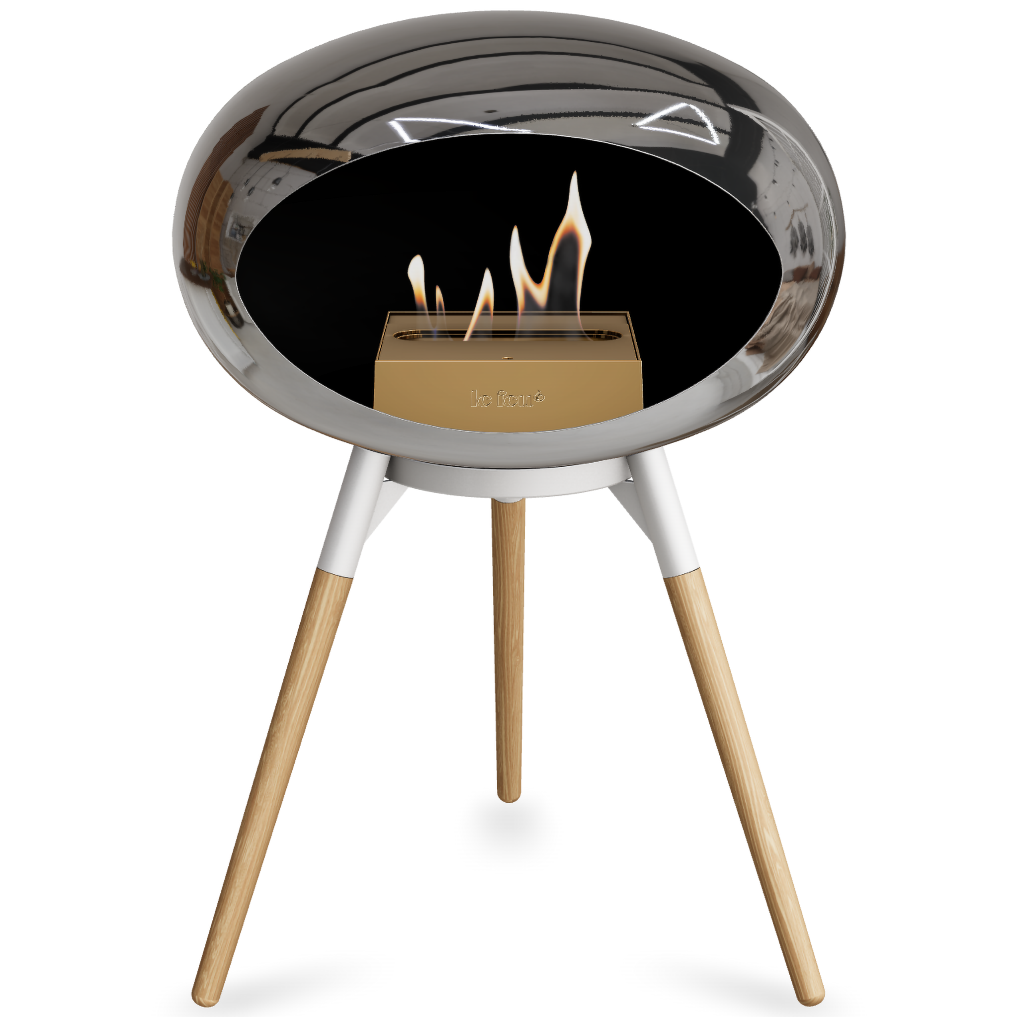 Ground Wood Low Chromed Silver Bio Fireplace