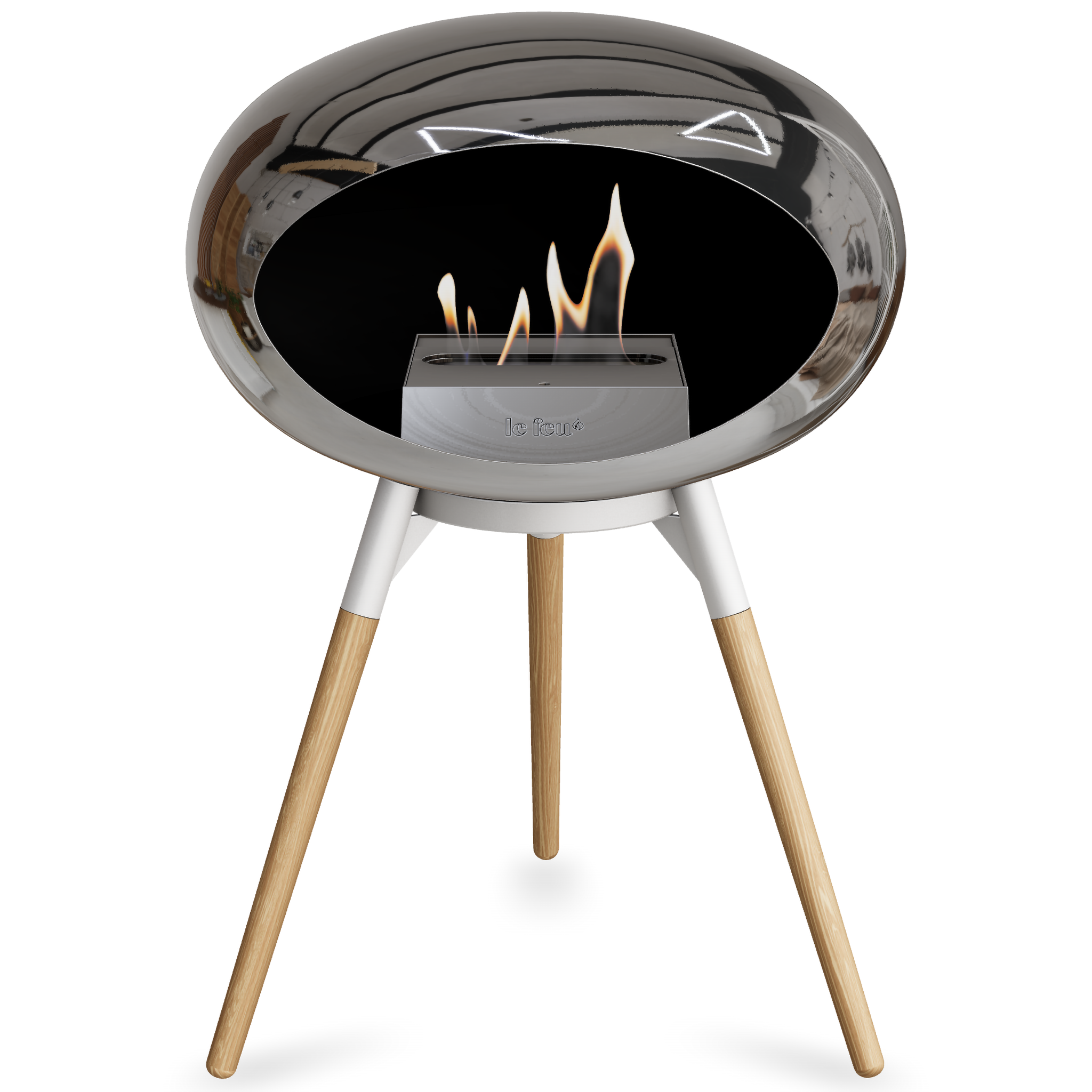 Ground Wood Low Chromed Silver Bio Fireplace