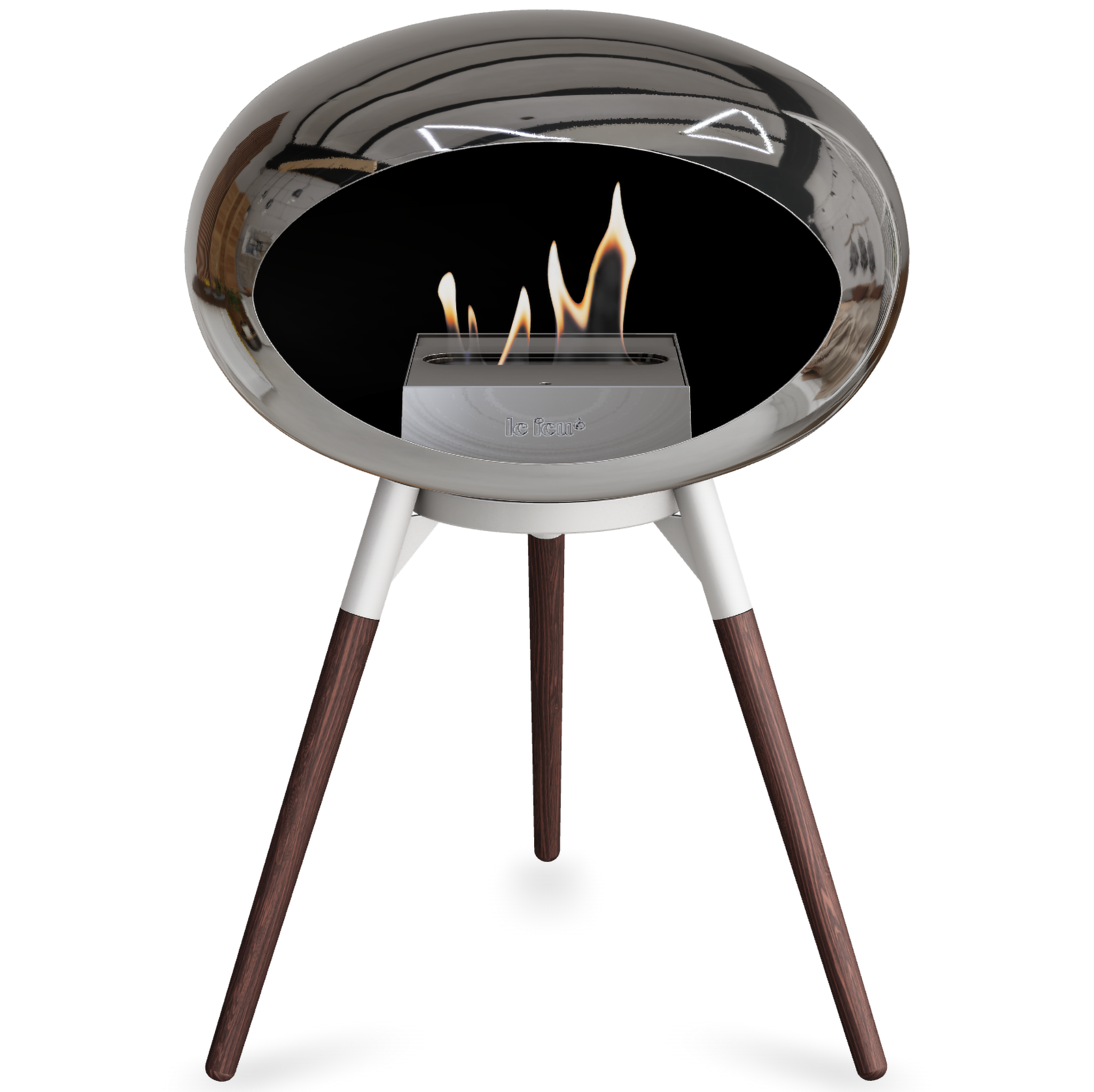 Ground Wood Low Chromed Silver Bio Fireplace