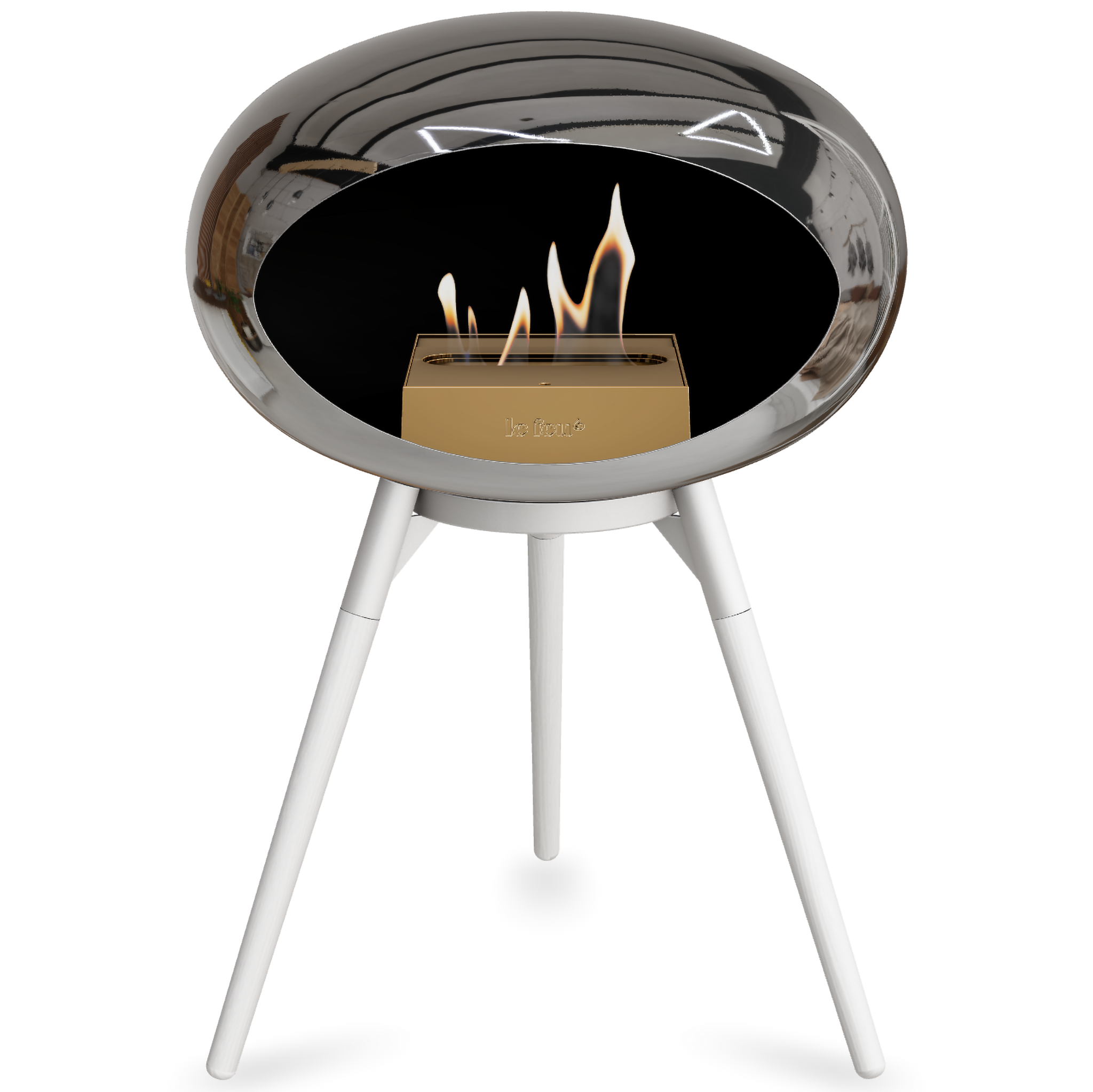Ground Wood Low Chromed Silver Bio Fireplace