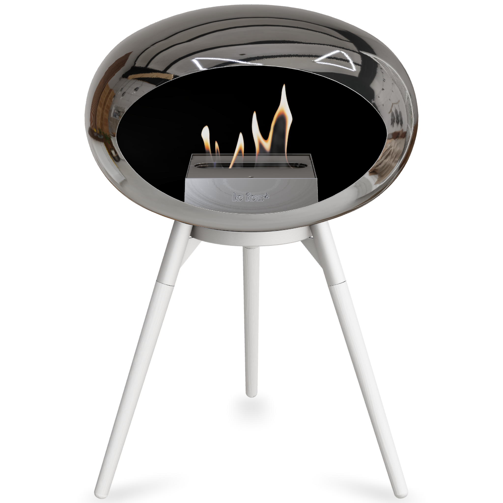 Ground Wood Low Chromed Silver Bio Fireplace