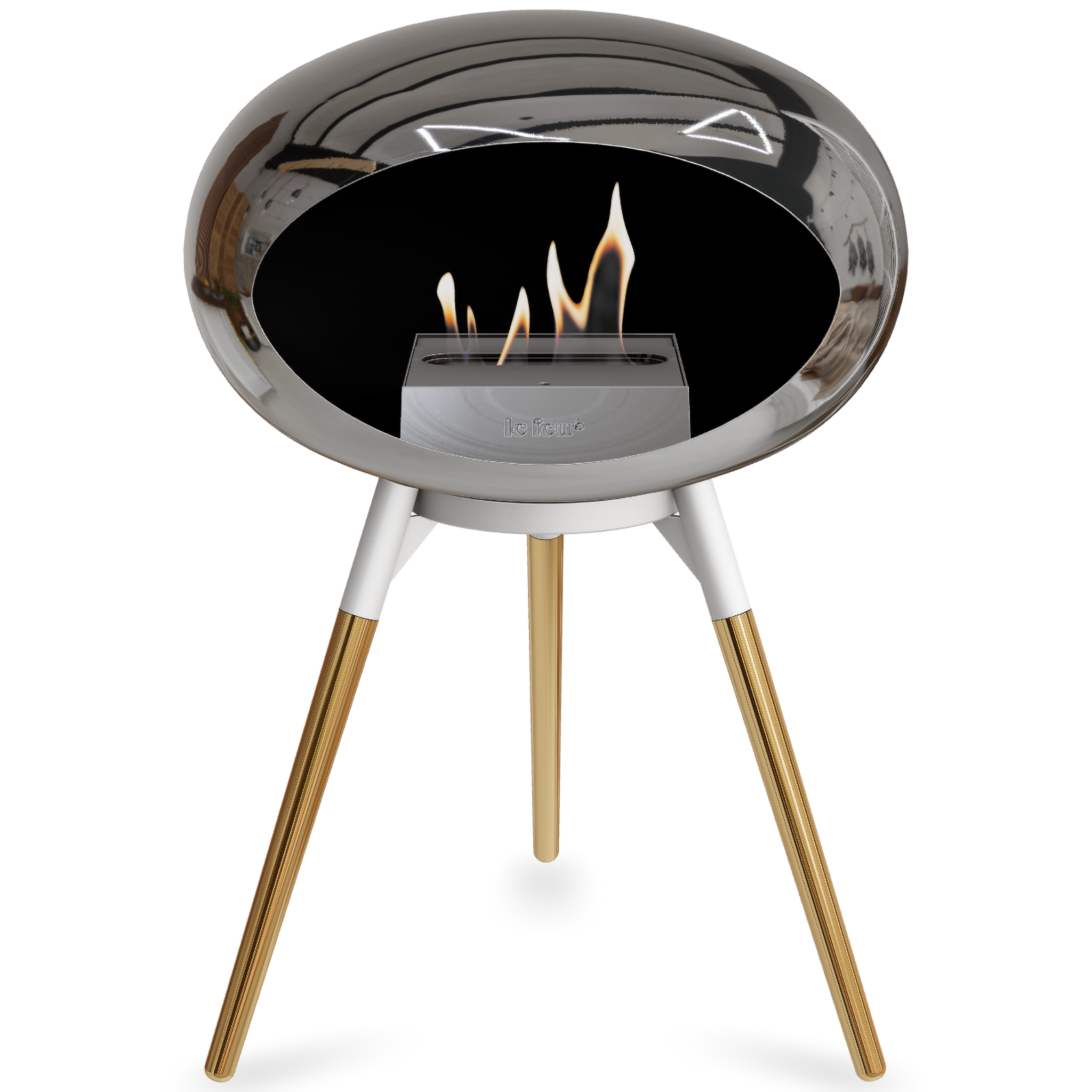 Ground Wood Low Chromed Silver Bio Fireplace