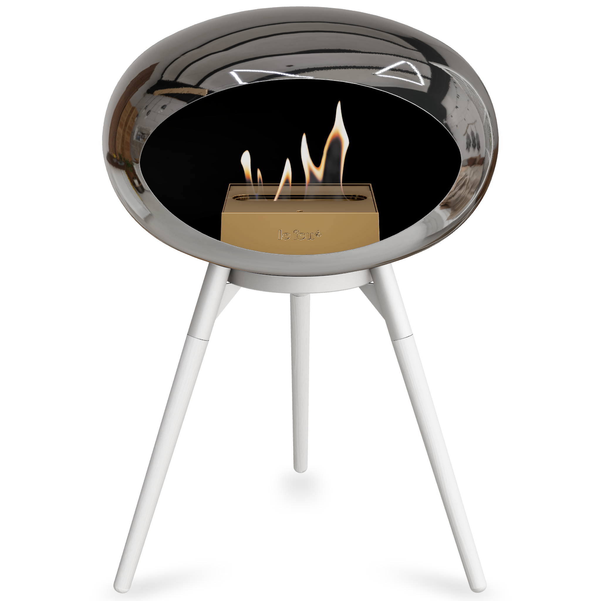 Ground Wood Low Chromed Silver Bio Fireplace