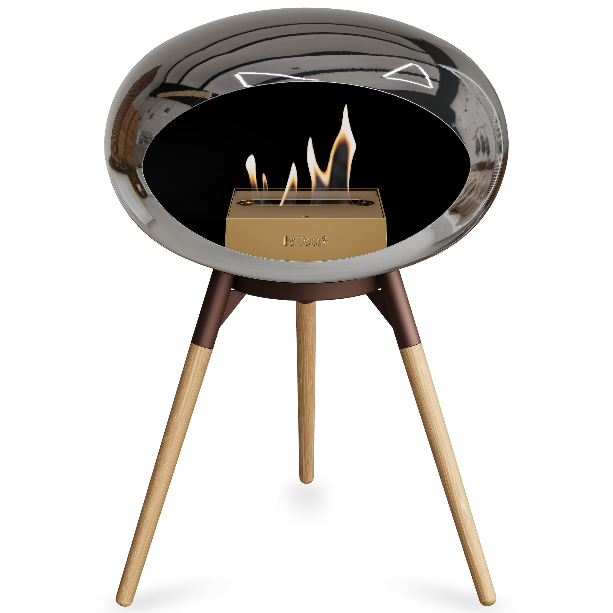 Ground Wood Low Chromed Silver Bio Fireplace