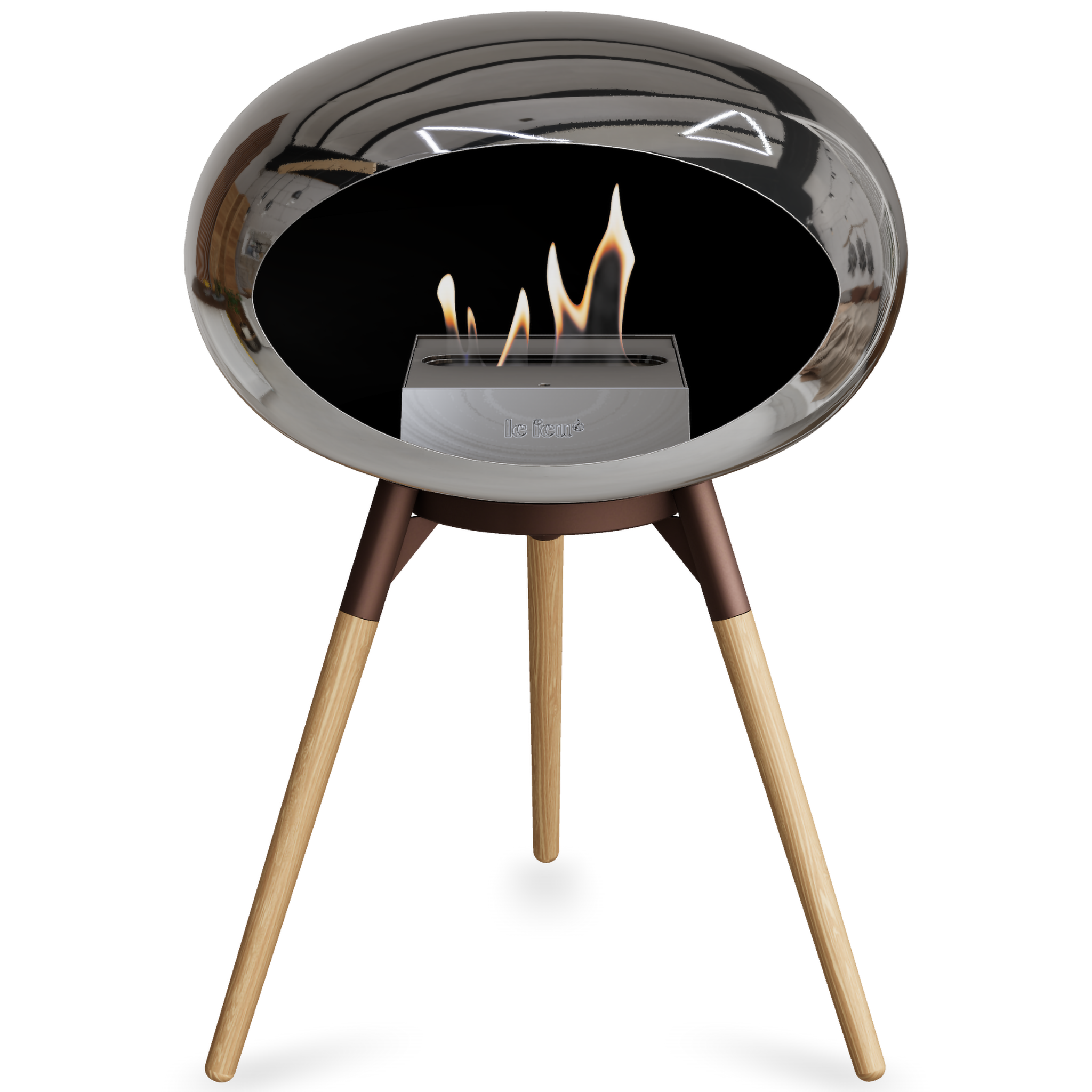 Ground Wood Low Chromed Silver Bio Fireplace