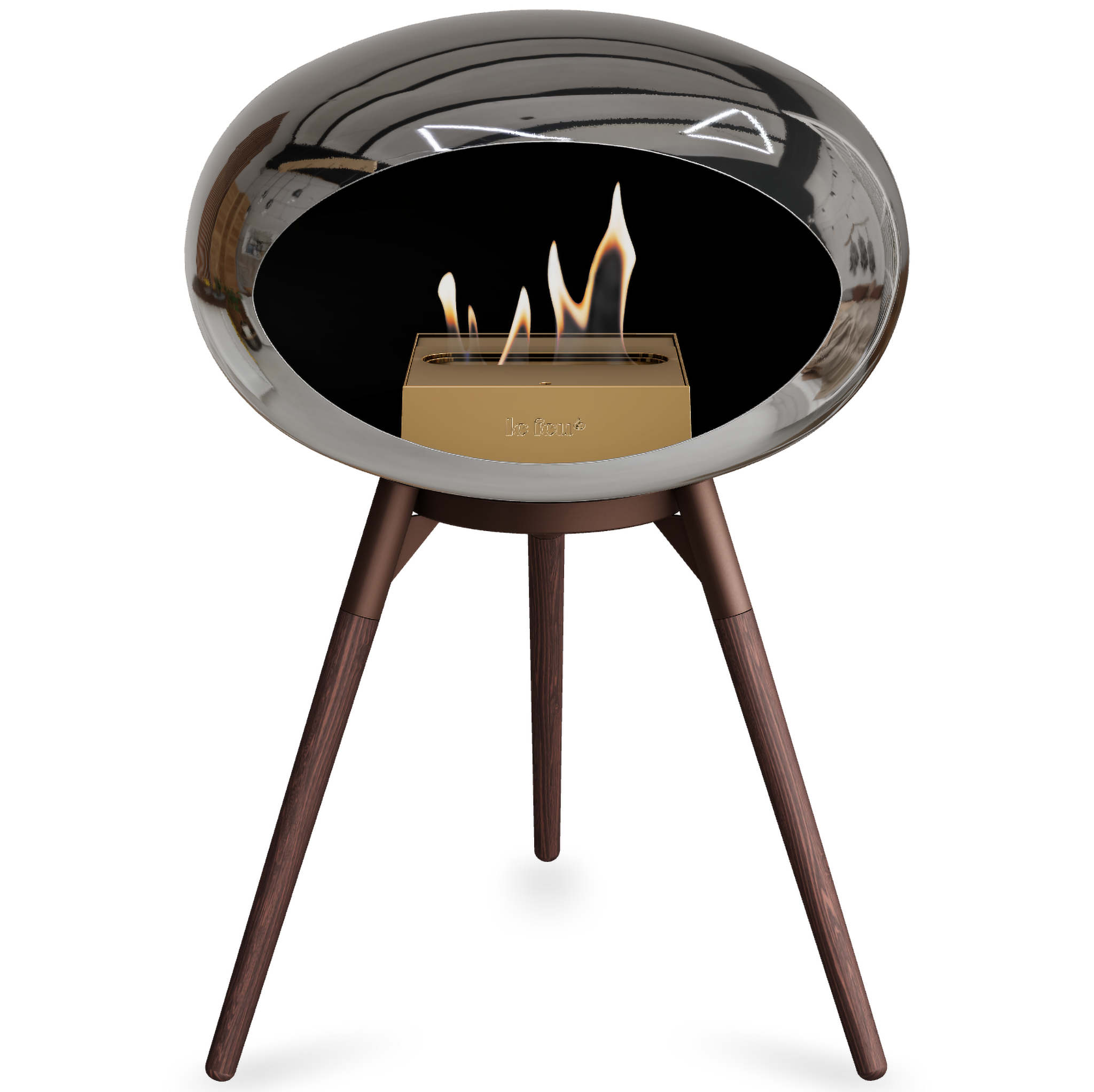 Ground Wood Low Chromed Silver Bio Fireplace