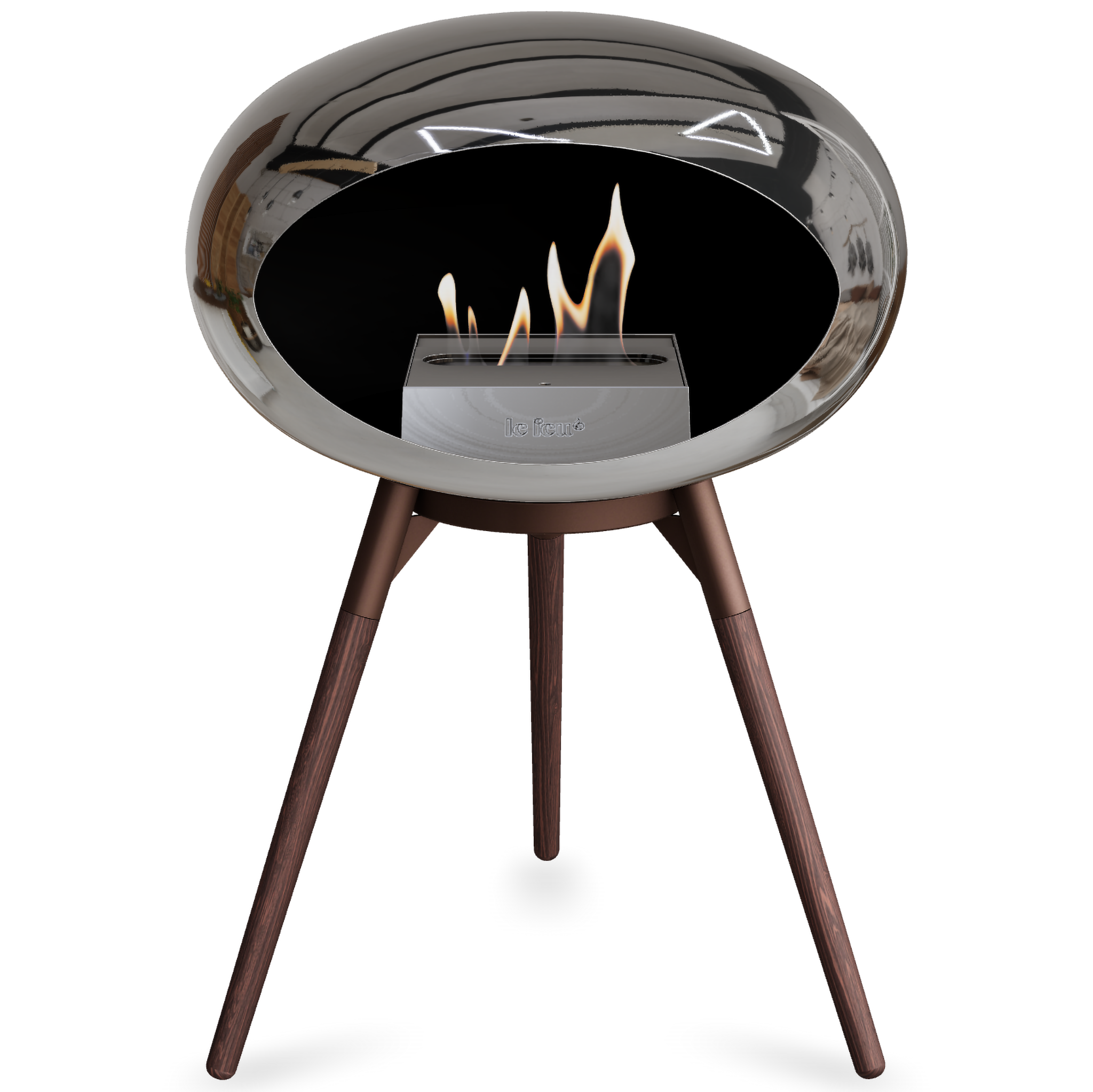 Ground Wood Low Chromed Silver Bio Fireplace