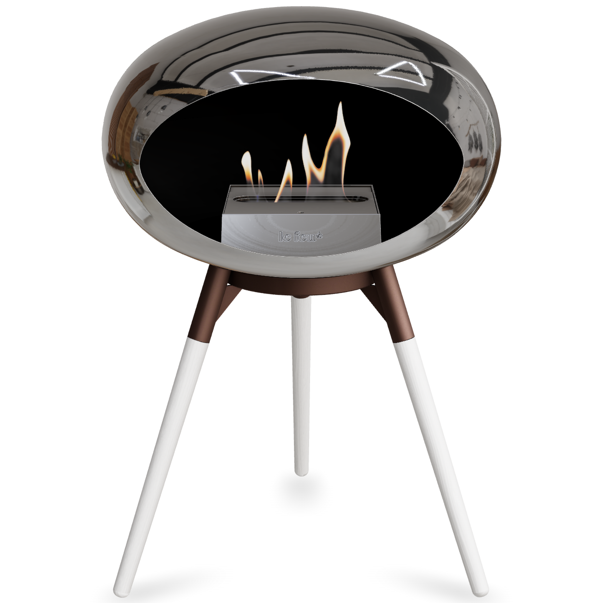 Ground Wood Low Chromed Silver Bio Fireplace