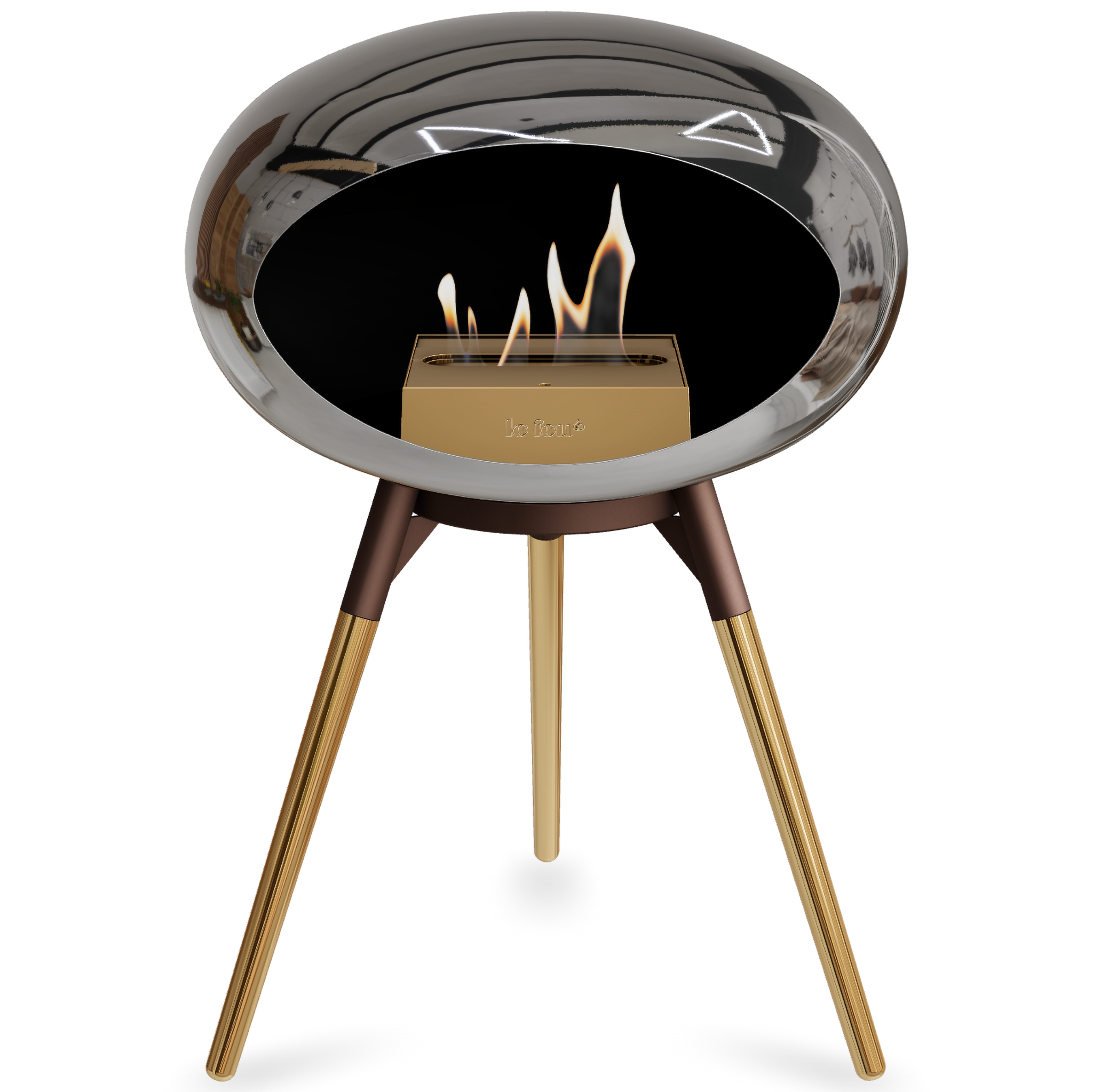 Ground Wood Low Chromed Silver Bio Fireplace