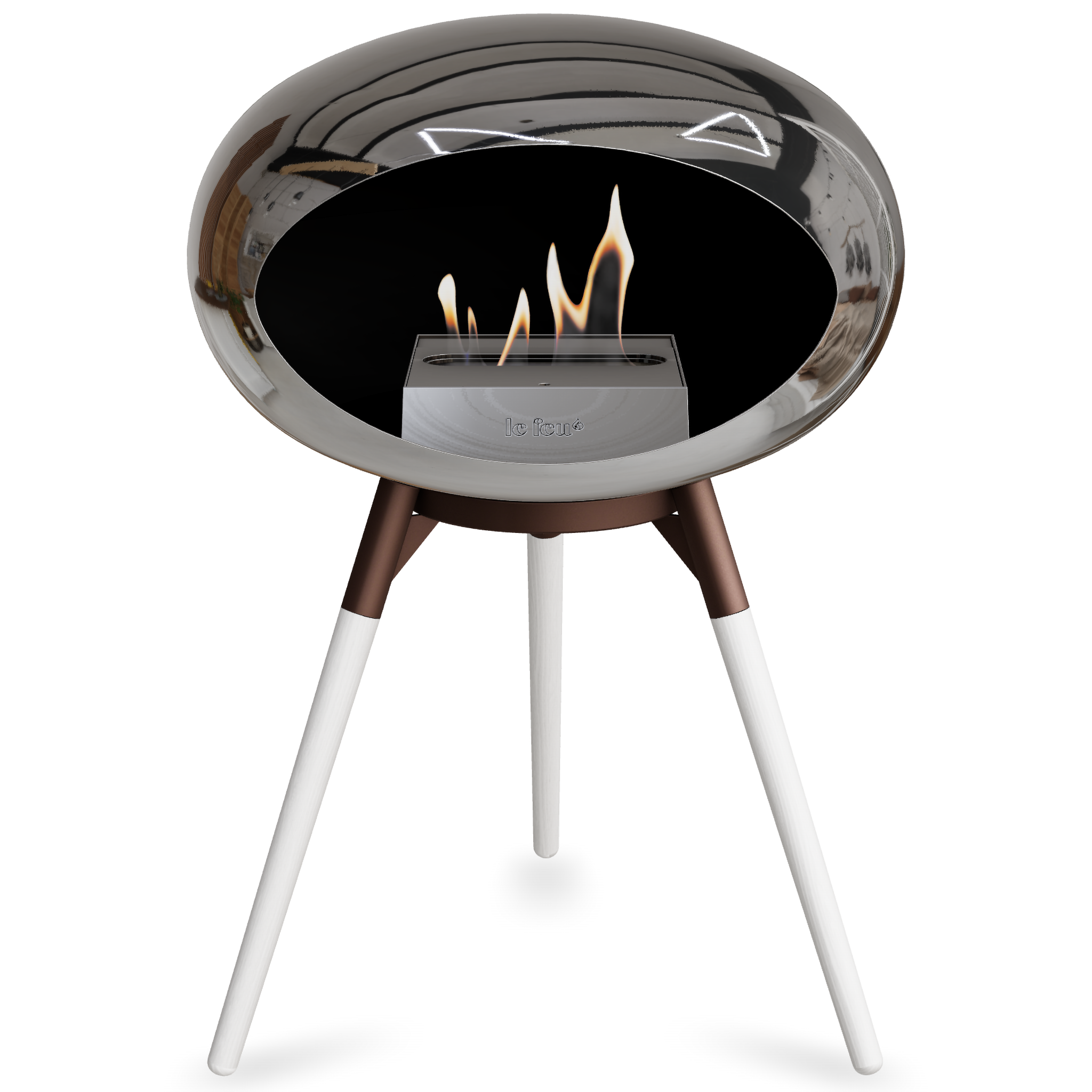 Ground Wood Low Chromed Silver Bio Fireplace
