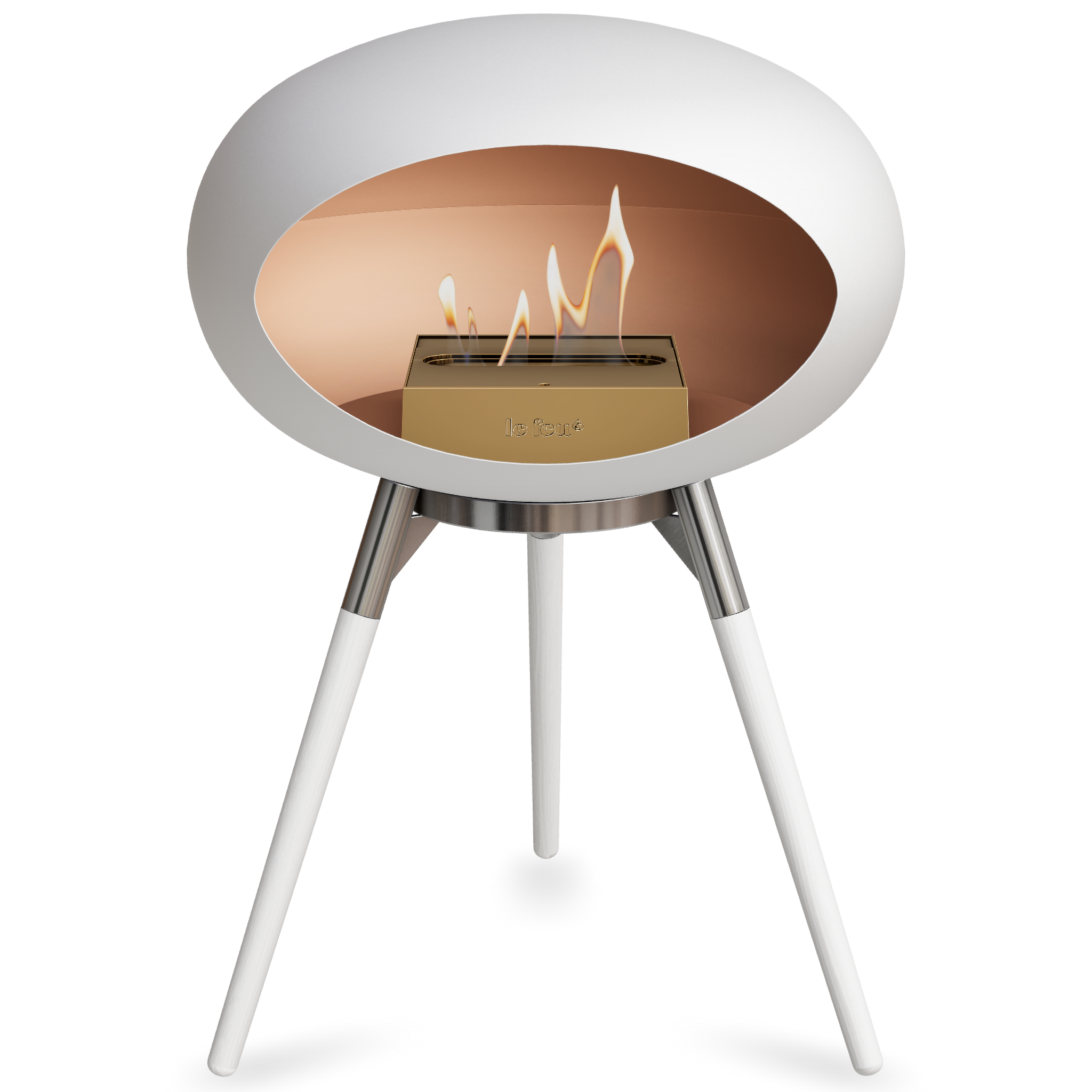 Ground Wood Low White Bio Fireplace