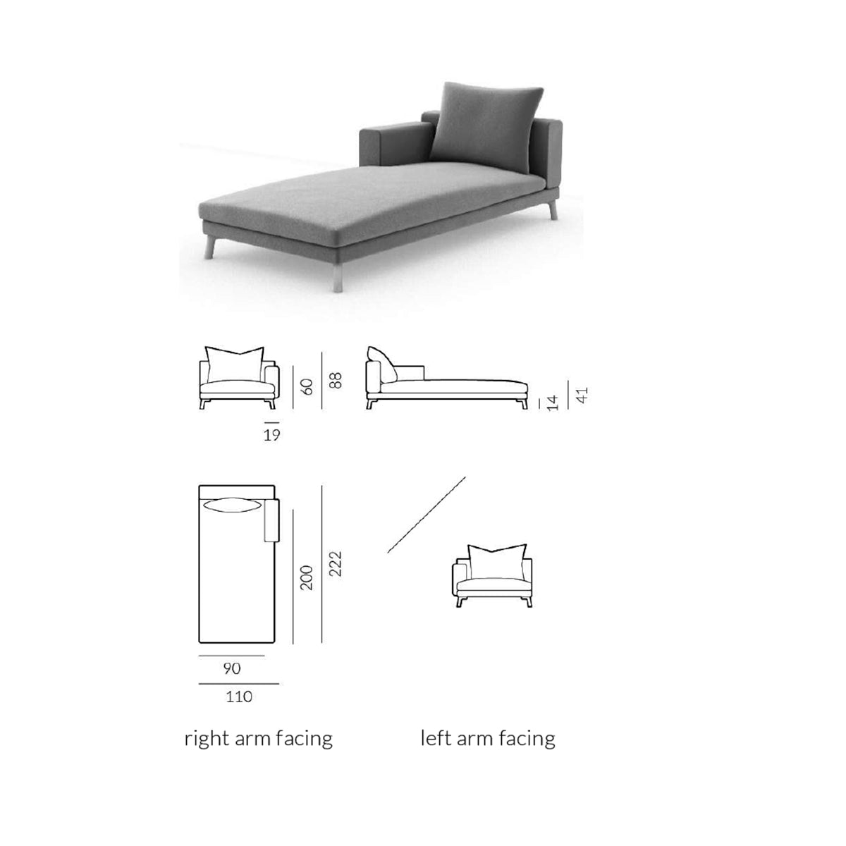 Melisa Chaise Longue with Arm