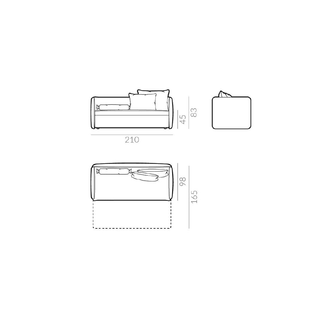 Twin Sofa Bed with Backrest and Armrests