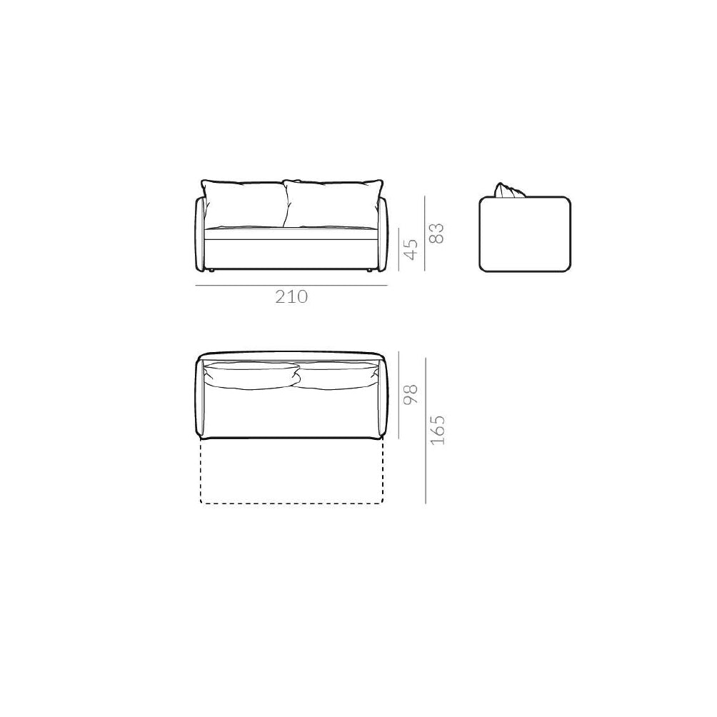 Twin Sofa Bed with Backrest and Armrests