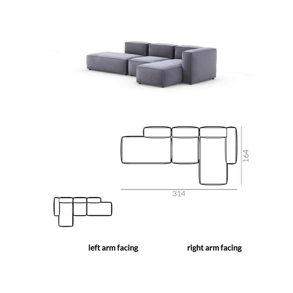 Dune Modular Sofa with Chaise Longue