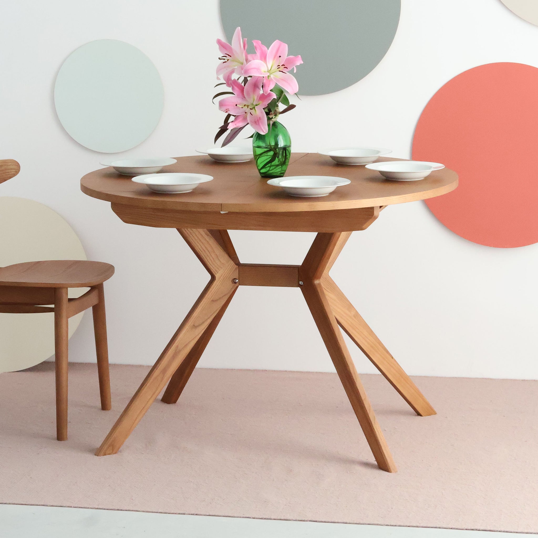 Biju Round Veneered Extendable Dining Table