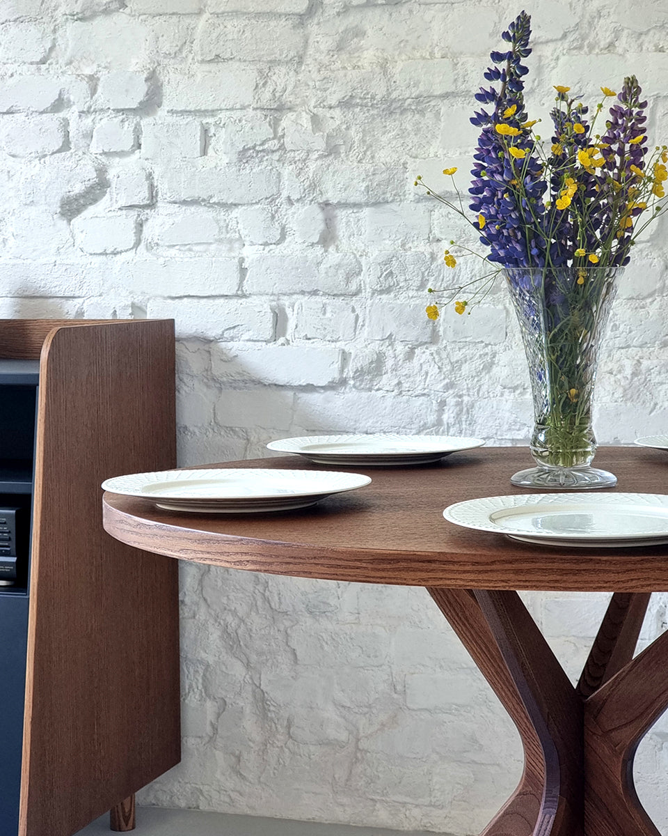 Jubi Bold Round Veneered Dining Table - WOO .Design