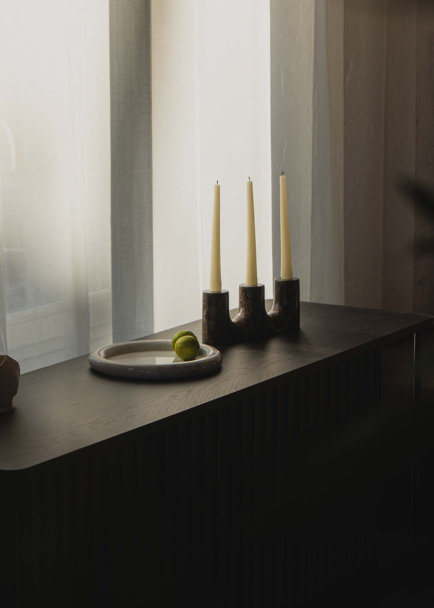 Trilo Dark Emperador Candle Holder