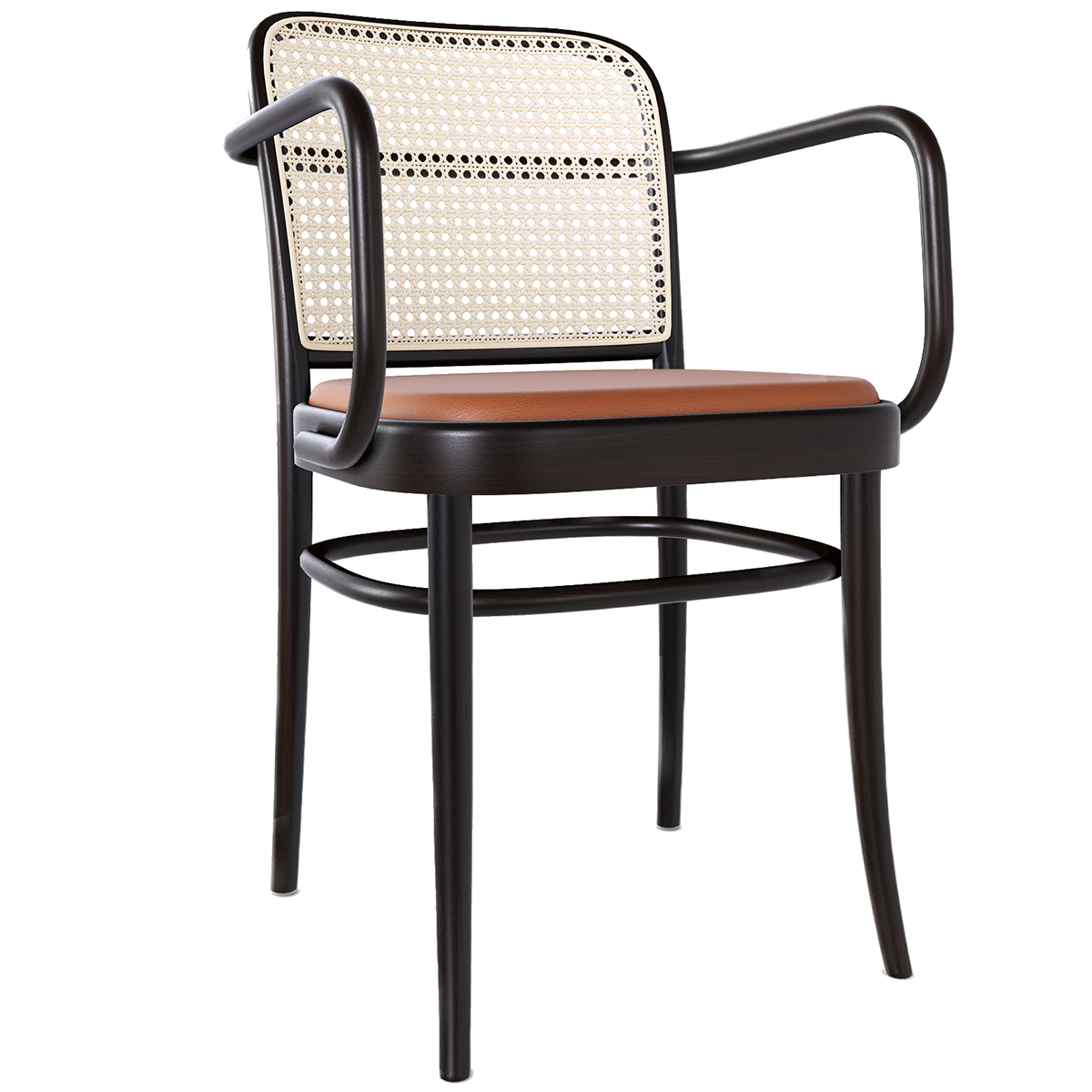 811 Upholstered Seat Mesh/Cane Back Armchair - WOO .Design