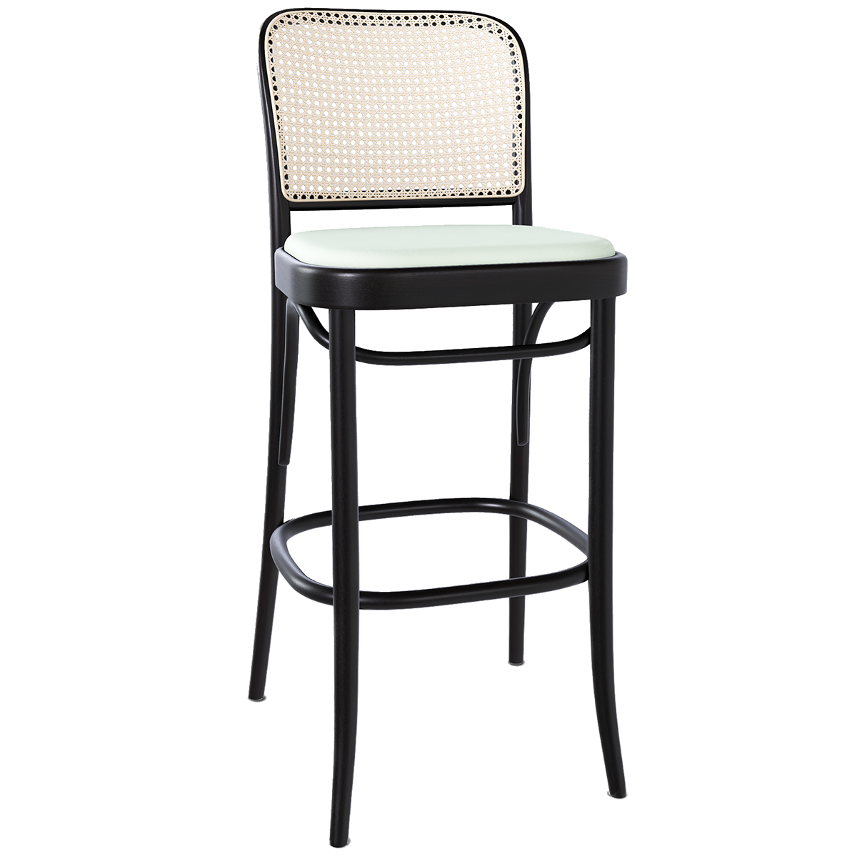 811 Upholstered Seat Mesh/Cane Back Barstool - WOO .Design