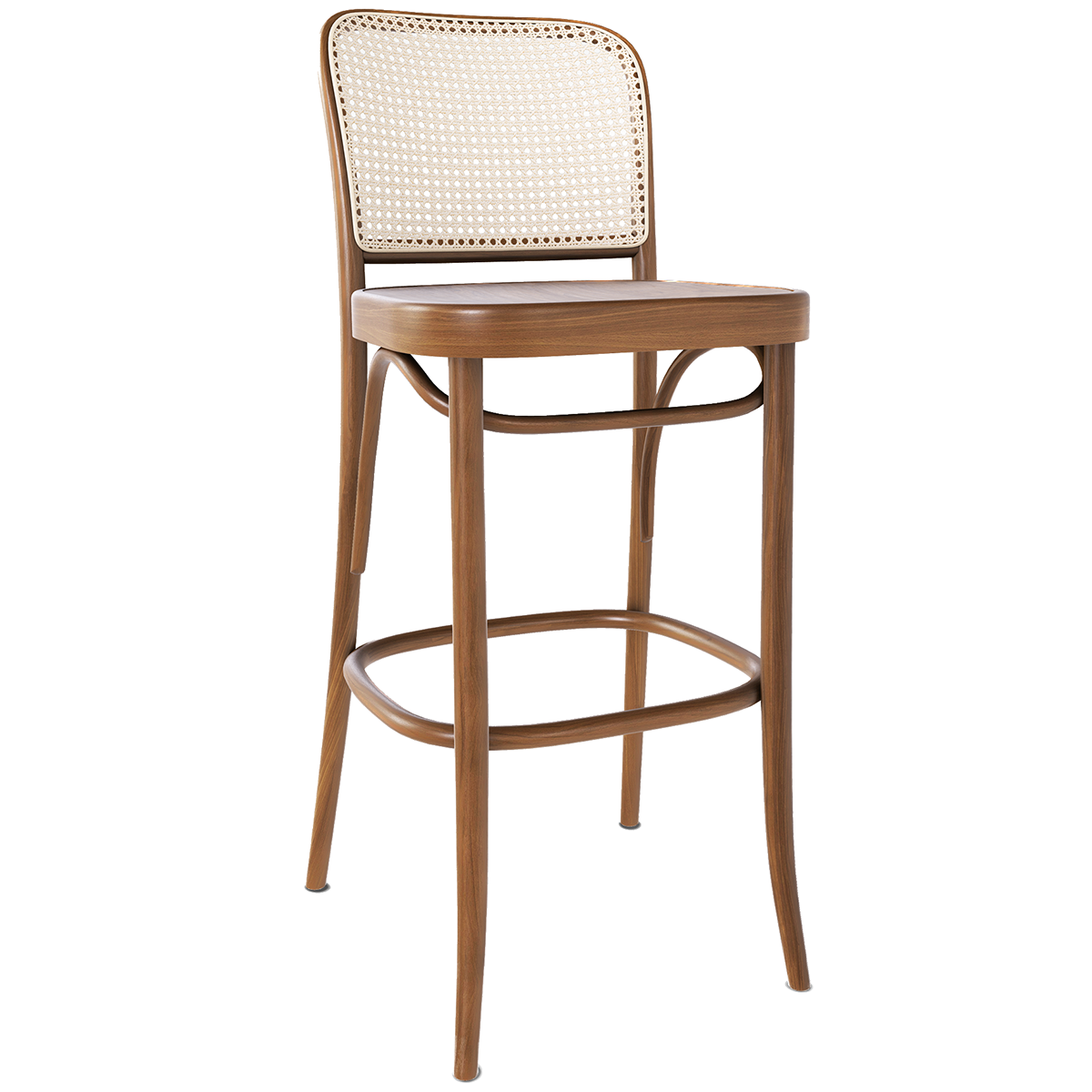 811 Wood Seat Mesh/Cane Back Barstool - WOO .Design