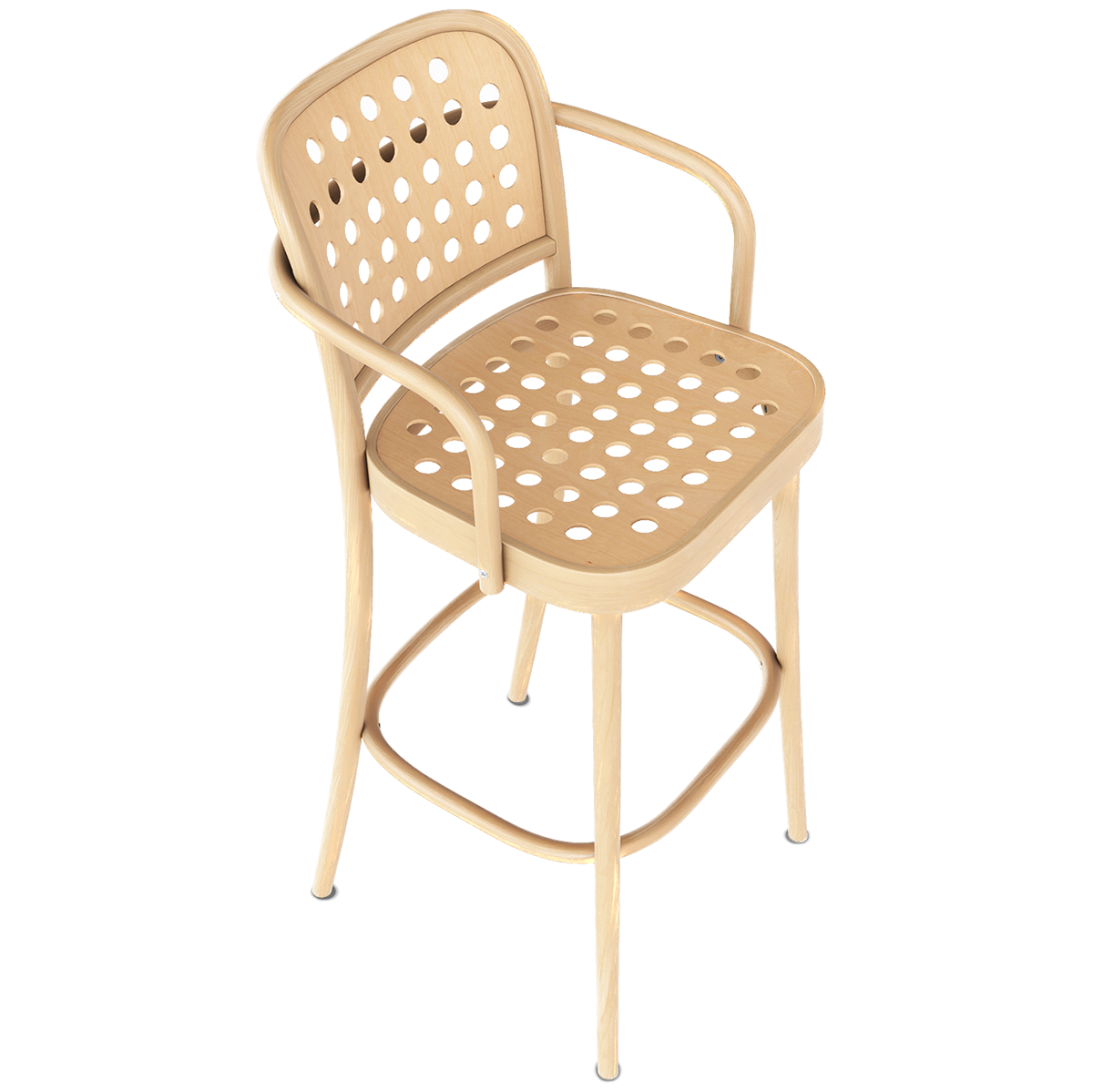 822 Wood Barstool with Backrest and Armrest - WOO .Design