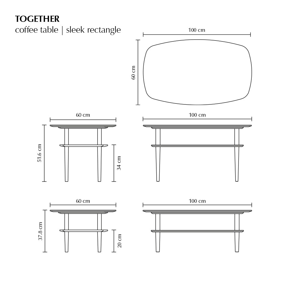 Together Sleek Rectangular Coffee Table