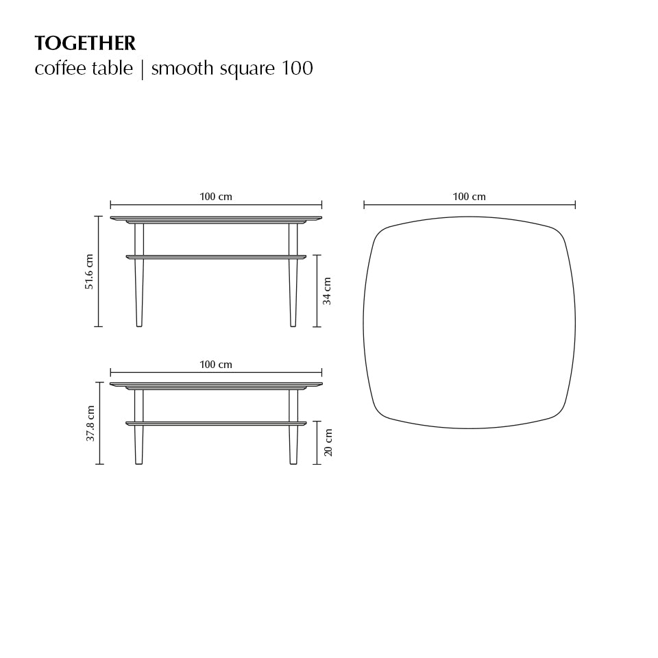 Together Smooth 100 Square Coffee Table