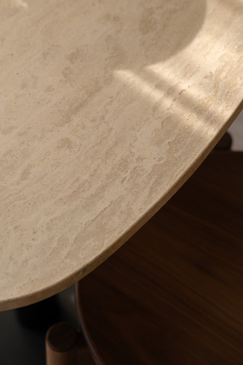 Gather Travertin Bat Table