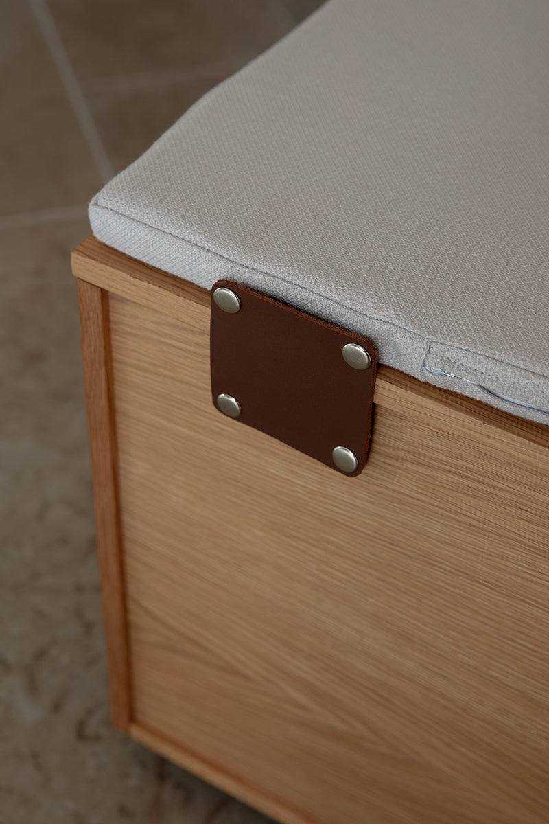 Hideaway Oak Storage Bench with Cushion