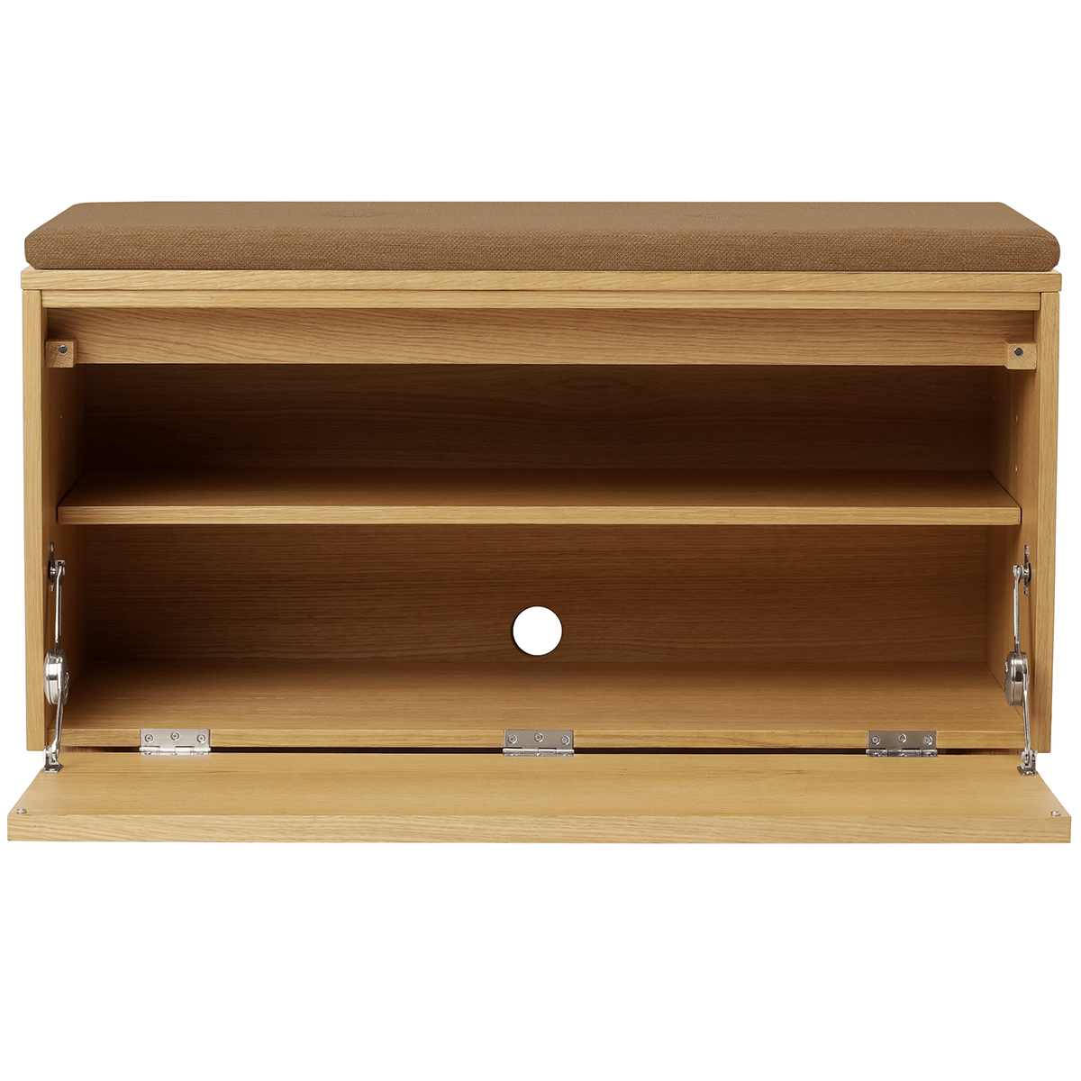 Hideaway Oak Storage Bench with Cushion